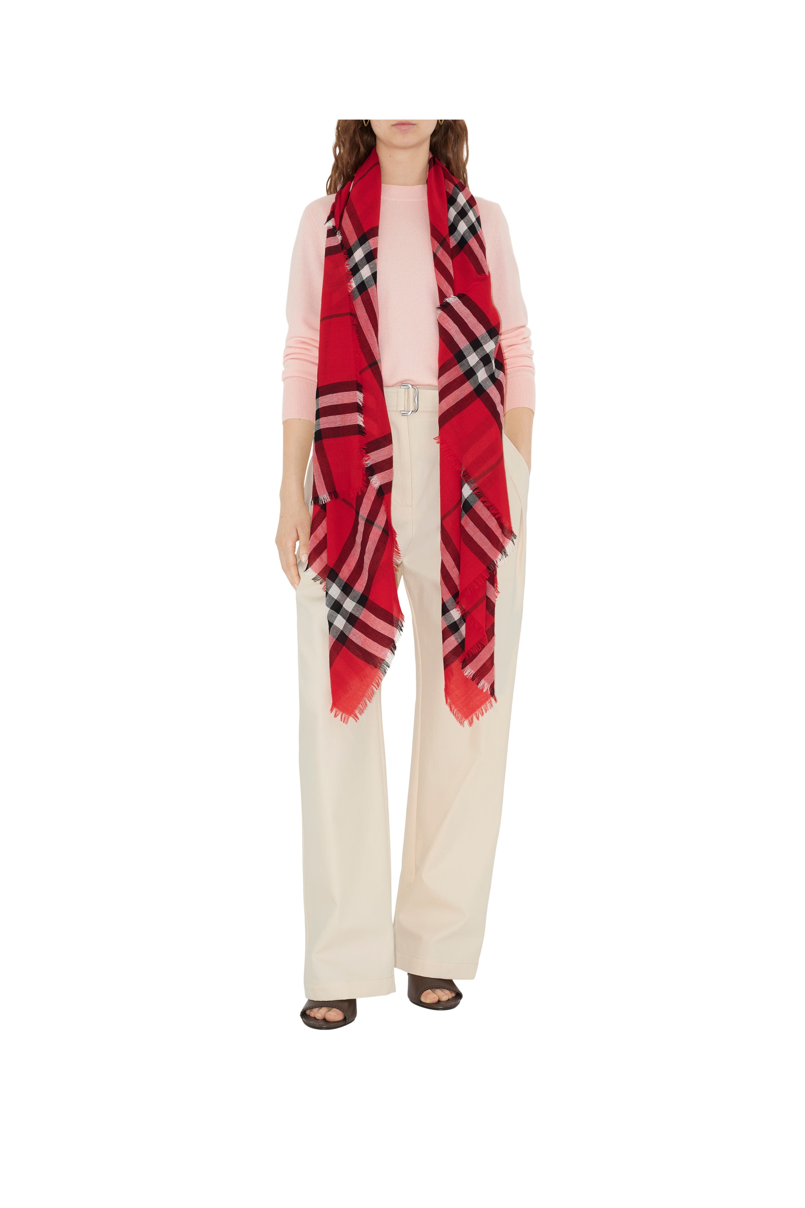 burberry Wide Check Wool Scarf in Post Red at Nordstrom - 2
