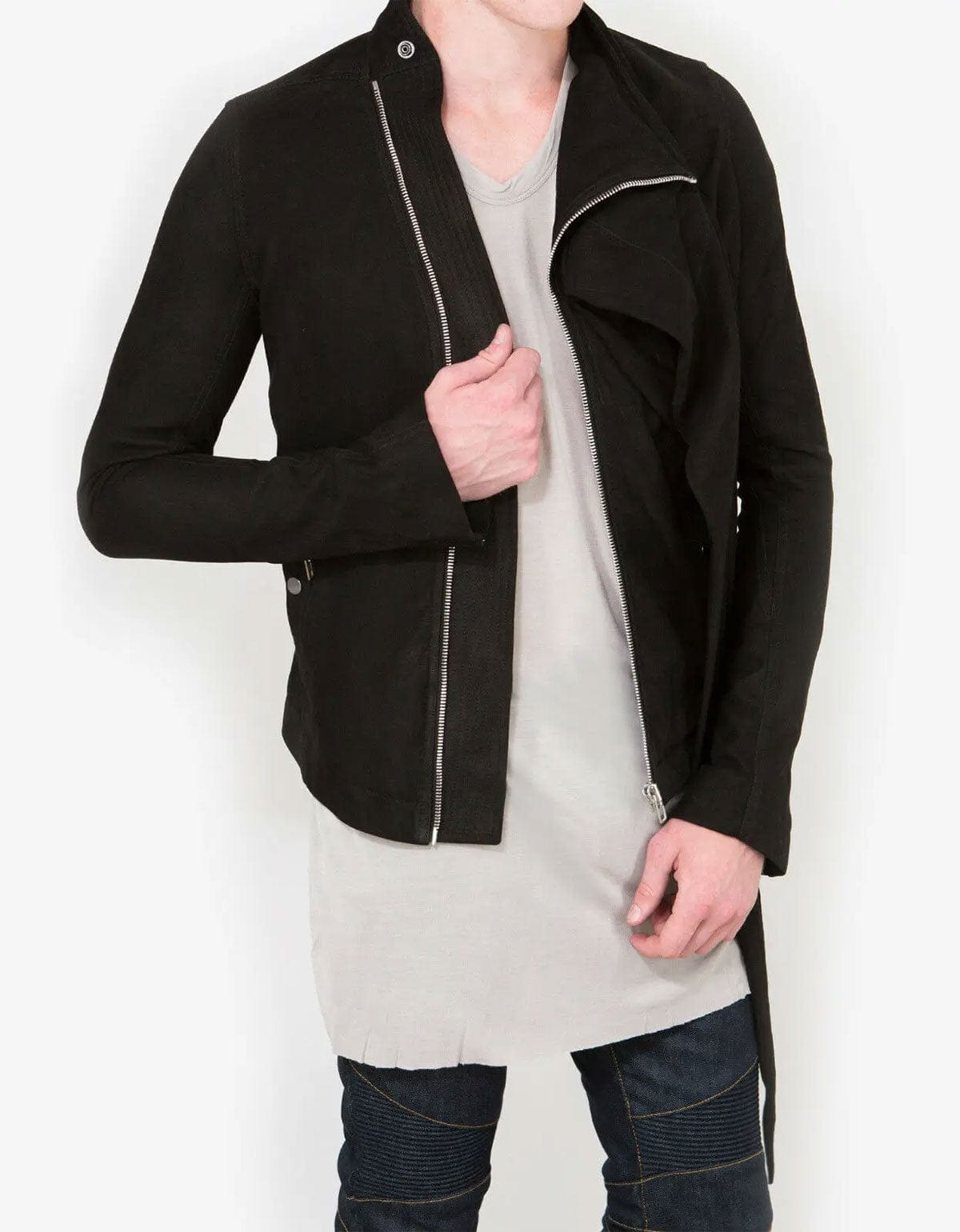 Rick Owens Wrap Bomber Black Leather Jacket - AW15 - 2