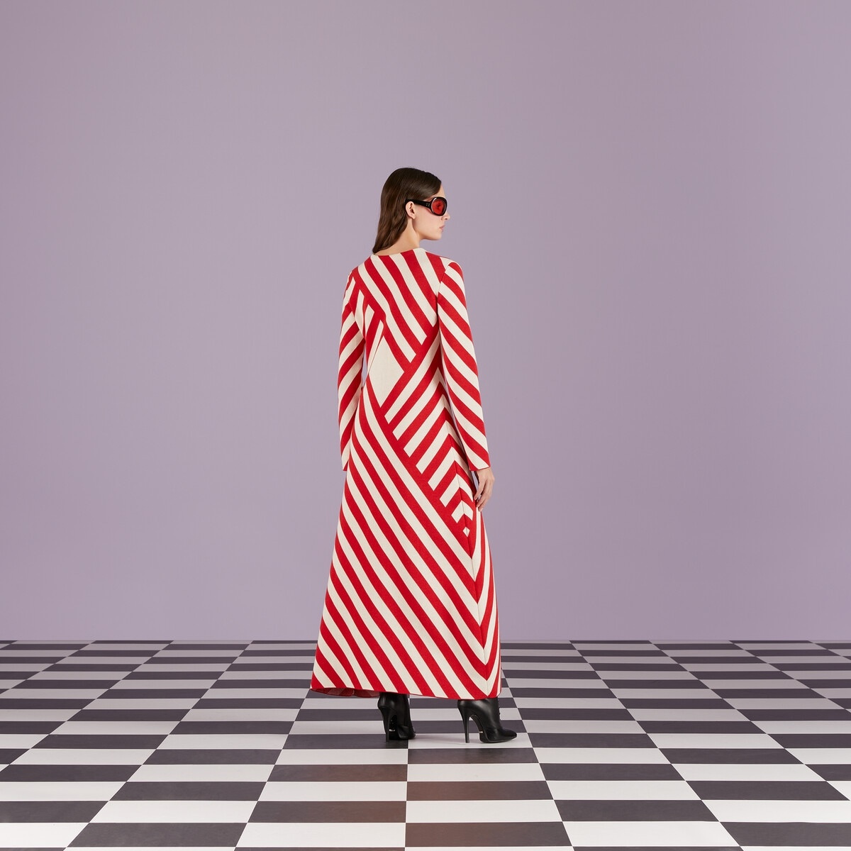 Striped jacquard wool cotton dress - 7