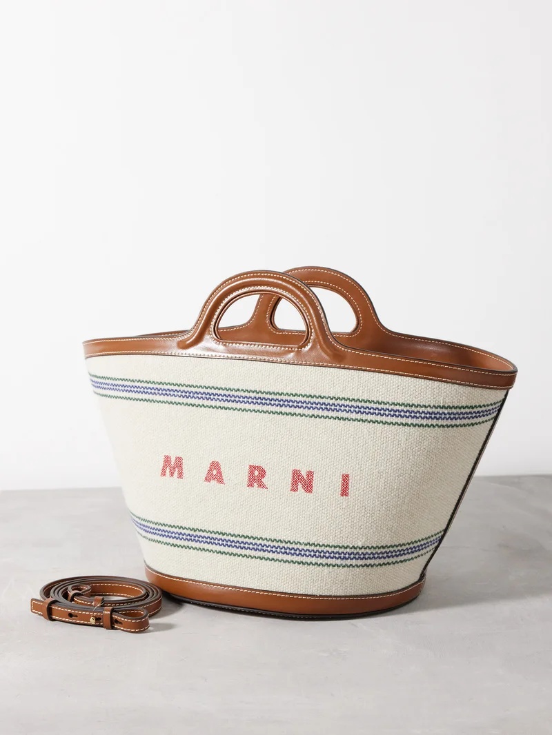 トートバッグ Marni Tropicalia small striped-canvas bucket bag Marni Tropicalia small striped-canvas bucket bag