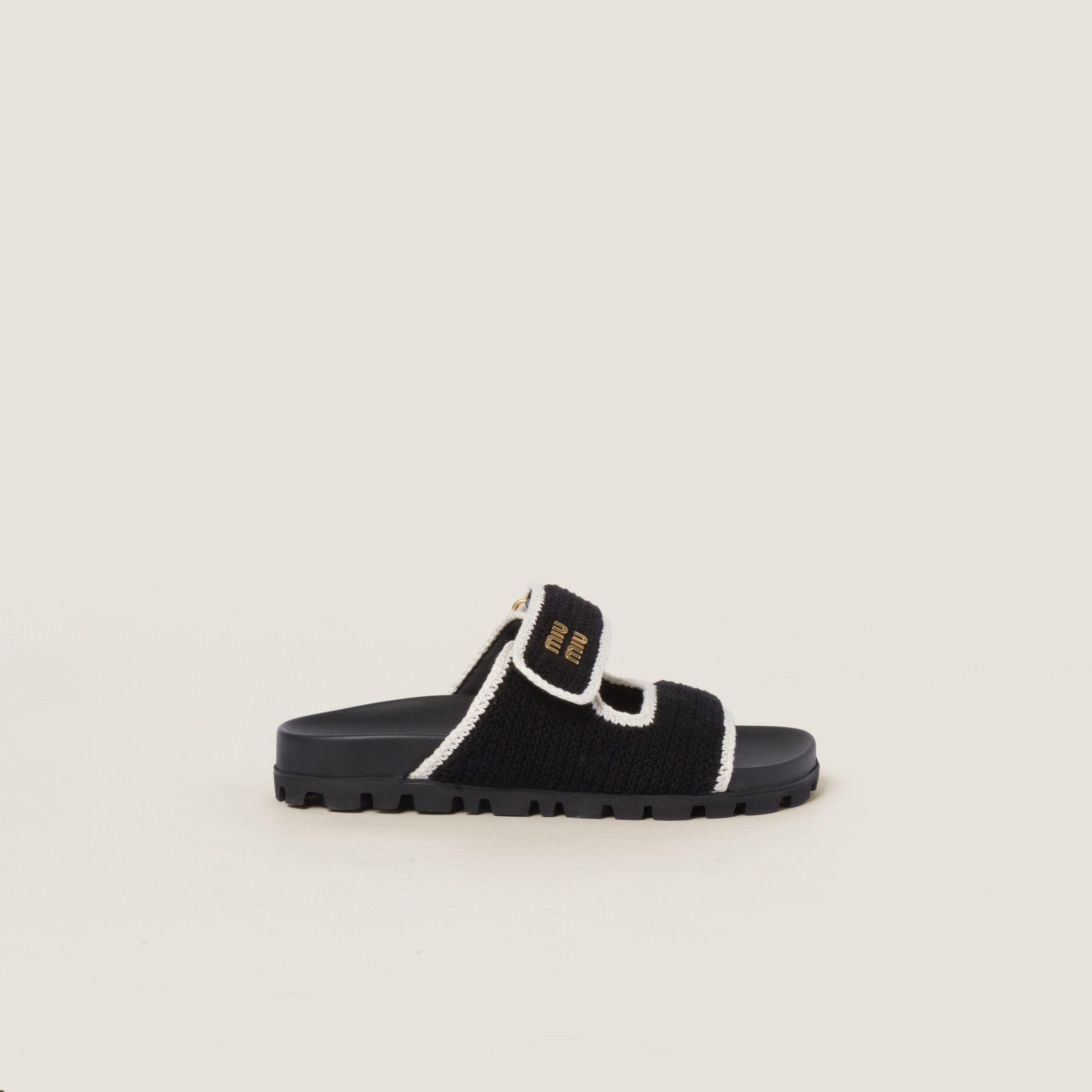 Miu Miu Crochet knit slides | miumiu | REVERSIBLE