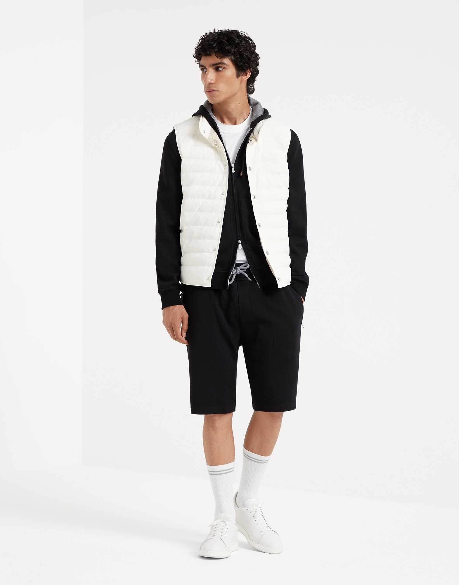 Cotton, cashmere and silk French terry double cloth Bermuda shorts - 4