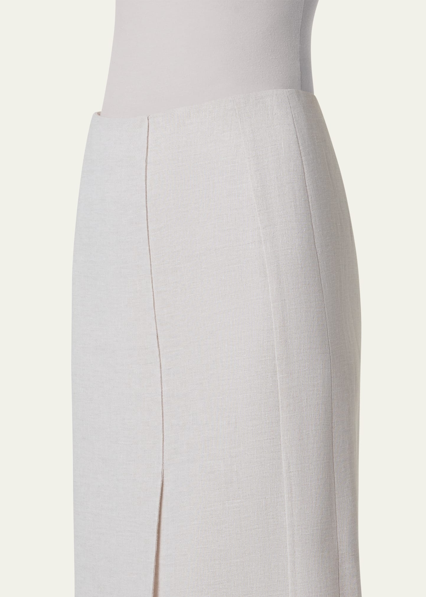 Twisted Linen Double-Face Midi Pencil Skirt - 5