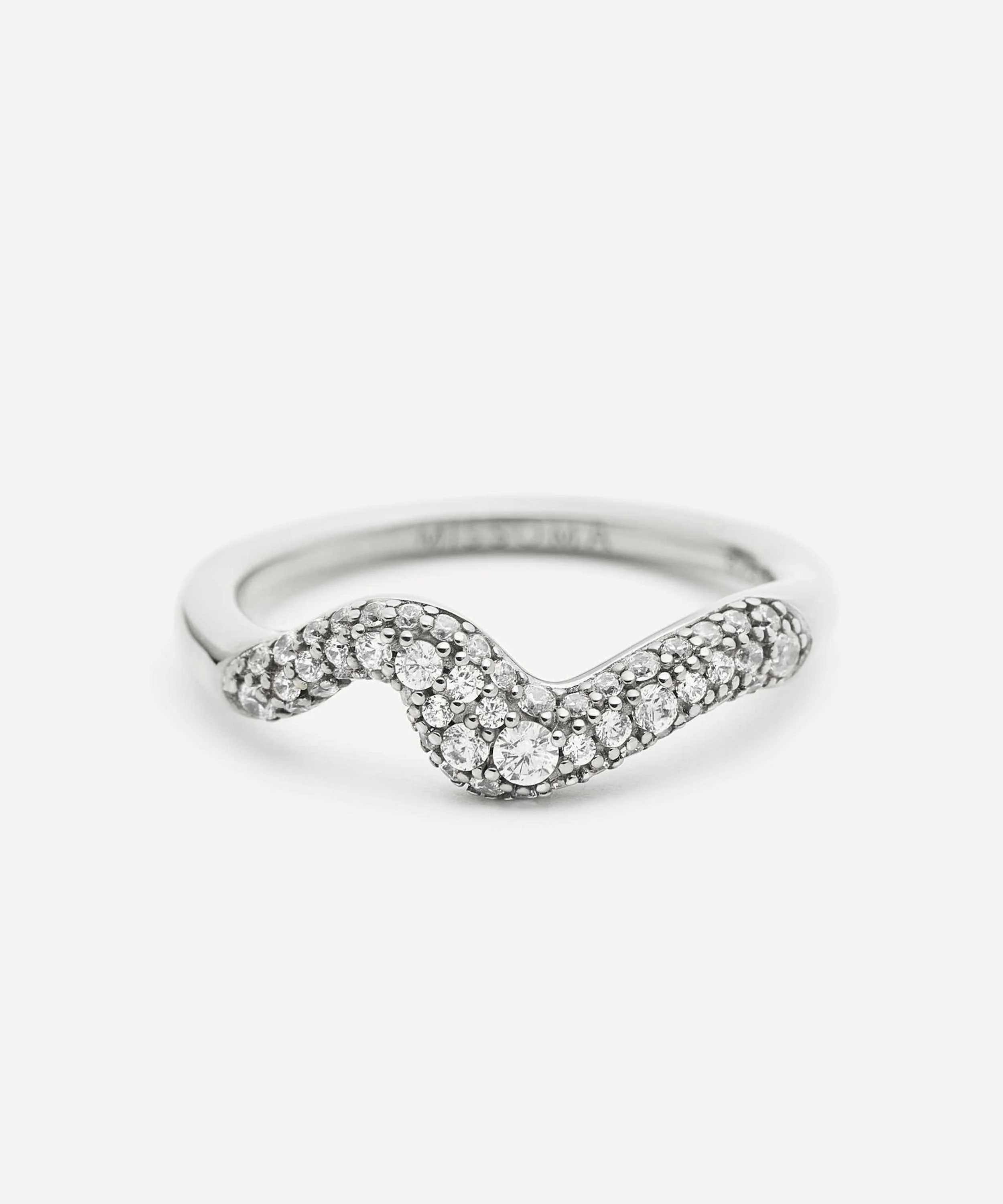 Sterling Silver Molten Snow Double Statement Ring - 1