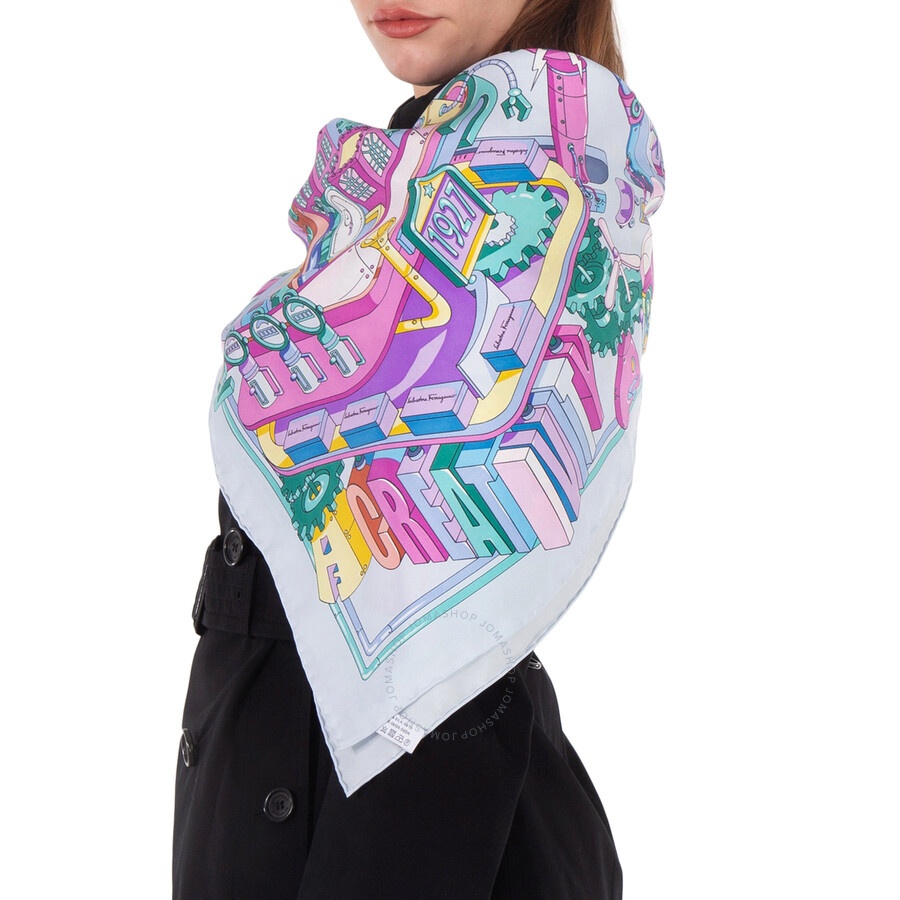 Ferragamo Manovia Print Silk Scarf - 2