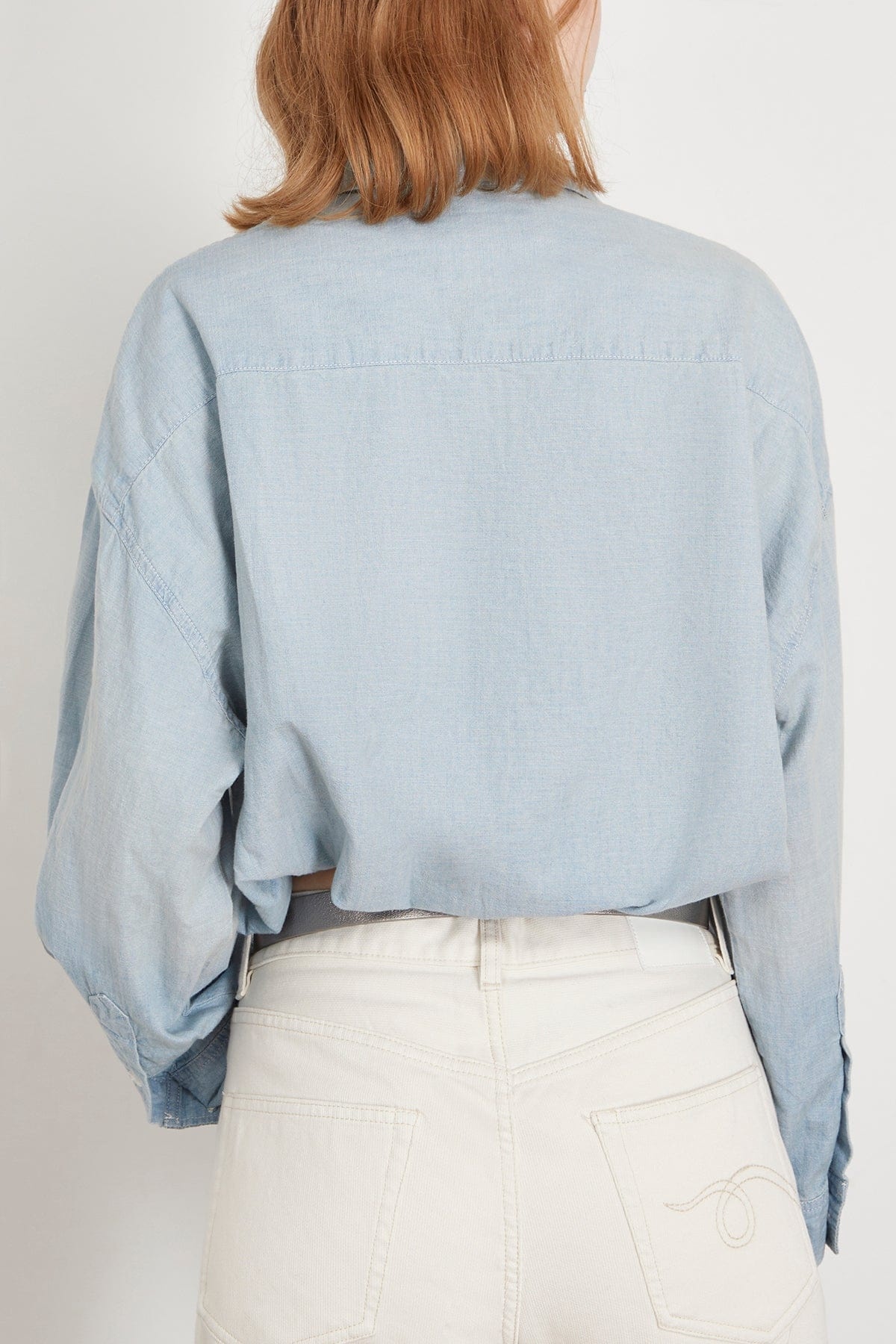 Crossover Utility Bubble Shirt in Vintage Blue Chambray - 4