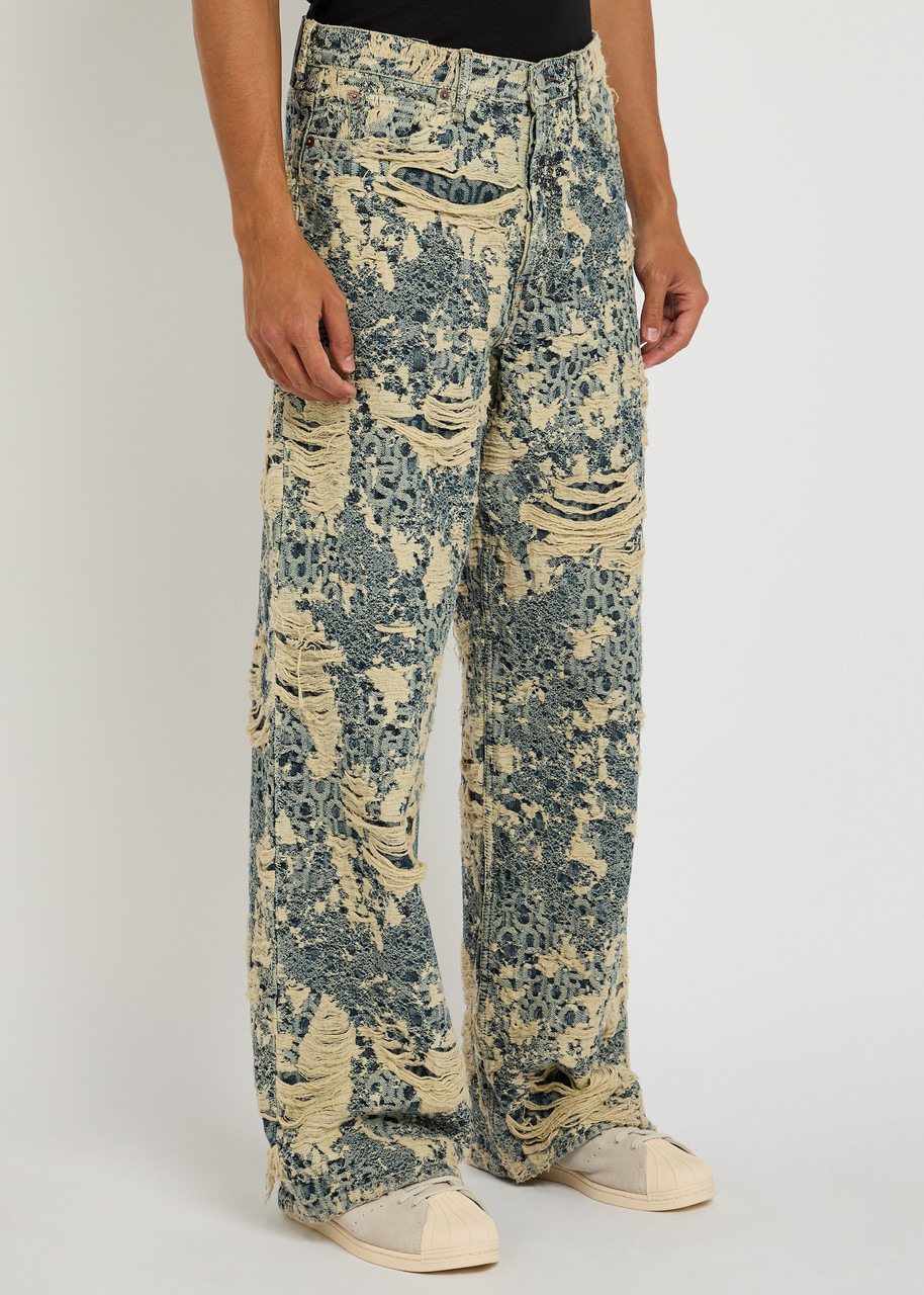 Acne Studios Distressed Logo-jacquard Wide-leg Jeans - 2