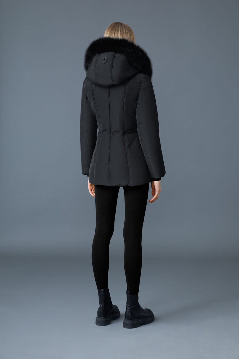 ADALI-BX Down coat with blue fox fur Signature Mackage Collar 5