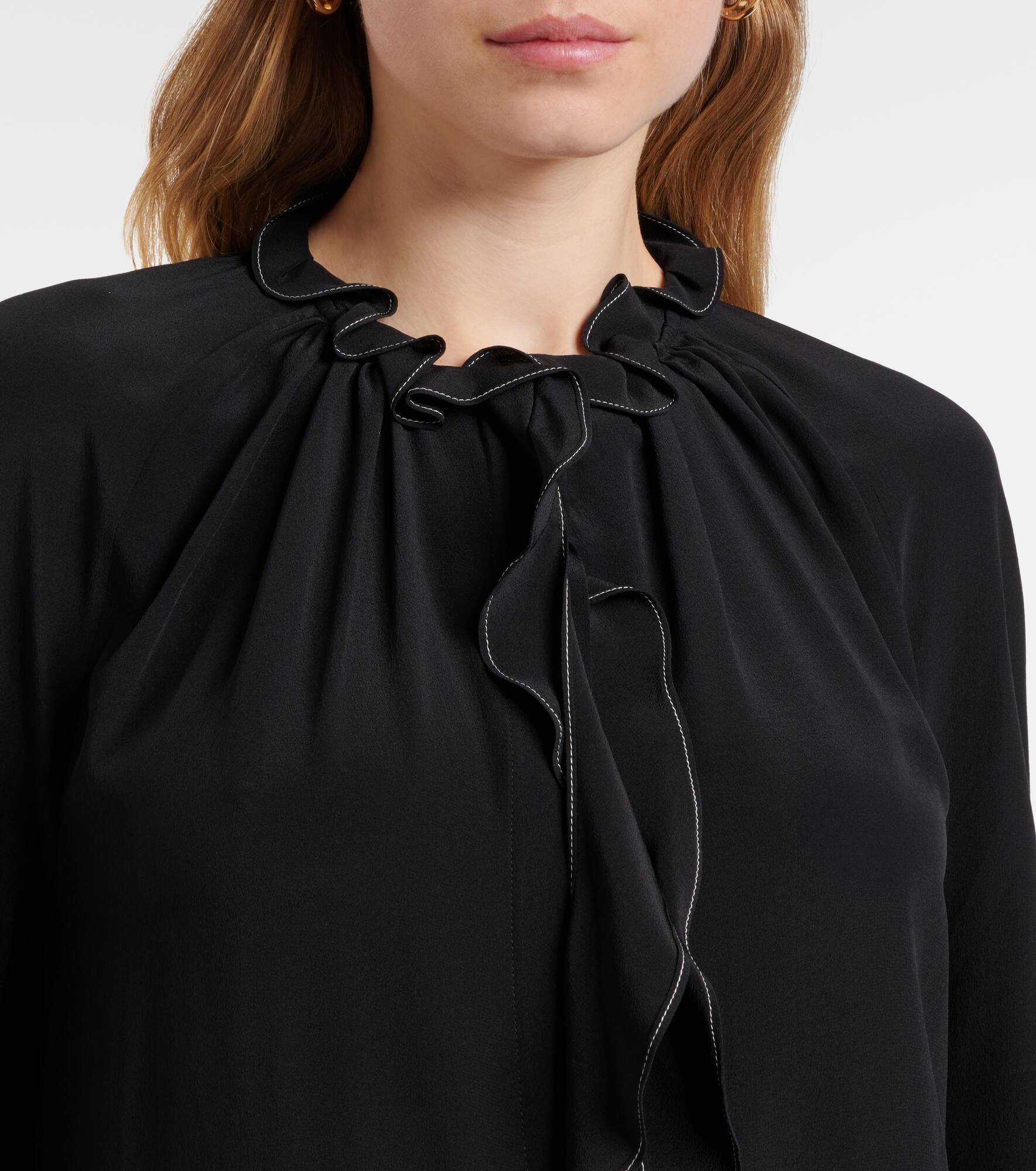 Ruffled silk blouse - 4