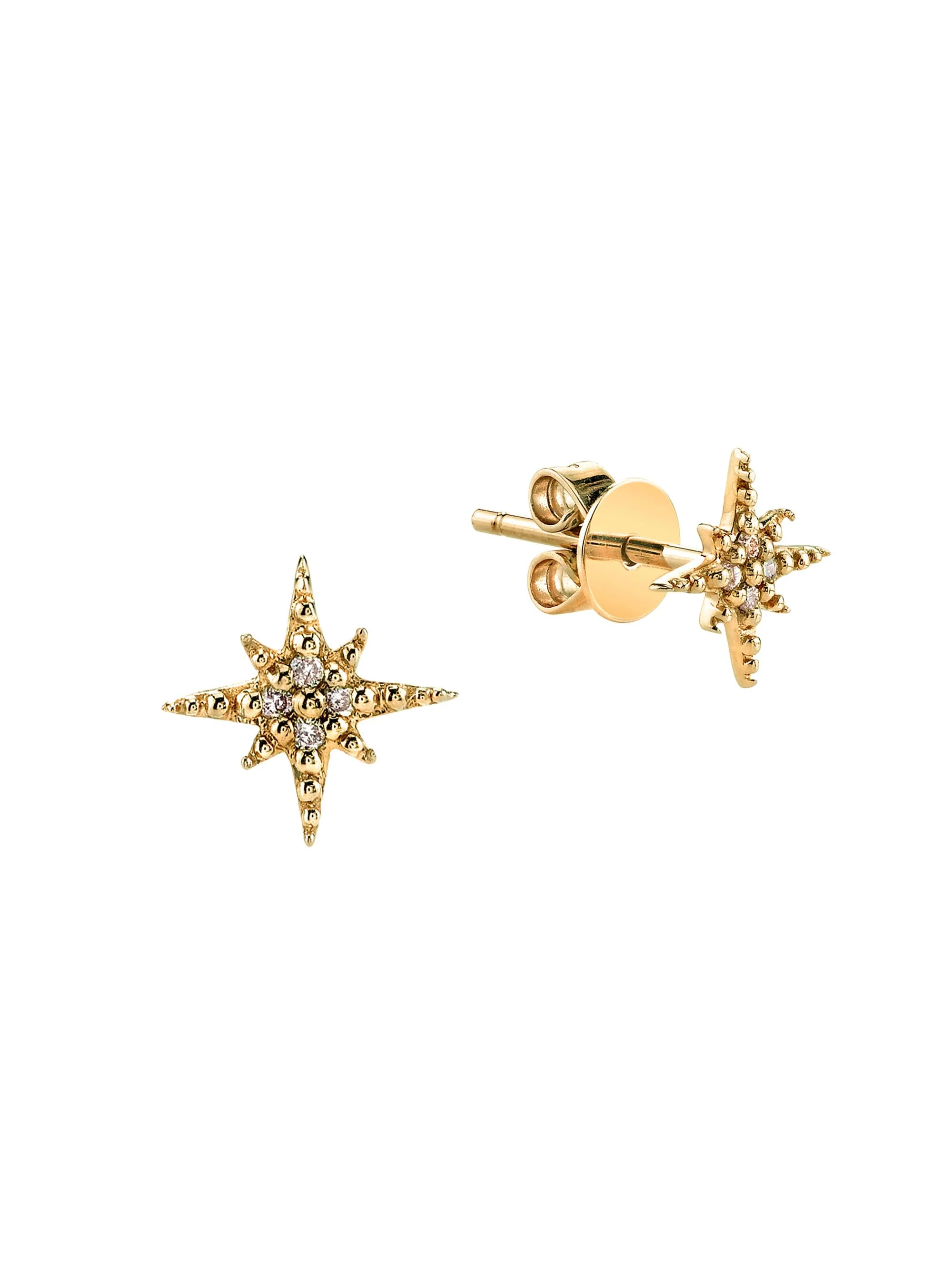 Women's 14K Yellow Gold & Diamond Mini Starburst Single Stud Earring - 1