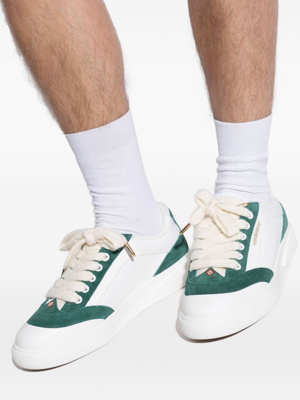 suede leather panelled sneakers - 3