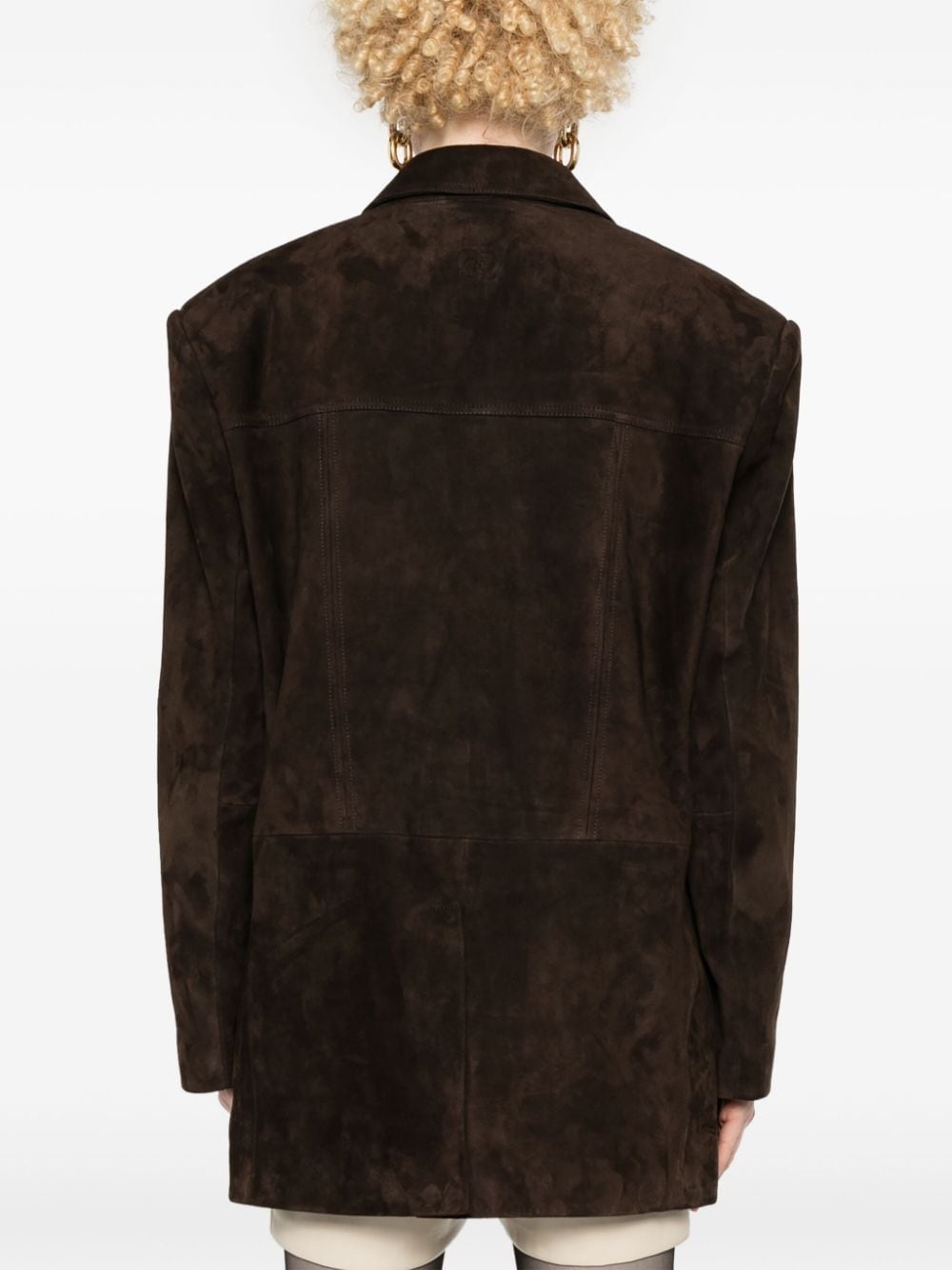 suede single-breasted blazer - 4