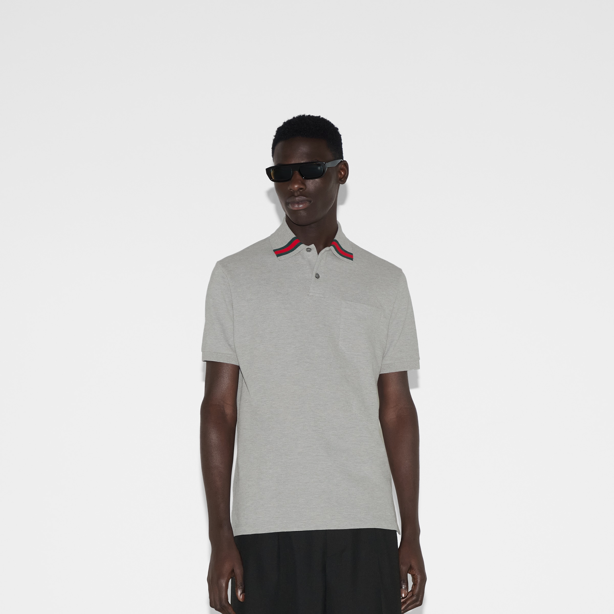 Cotton polo shirt with Web - 3