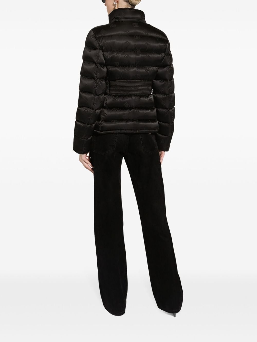 monogram-jacquard puffer jacket - 4
