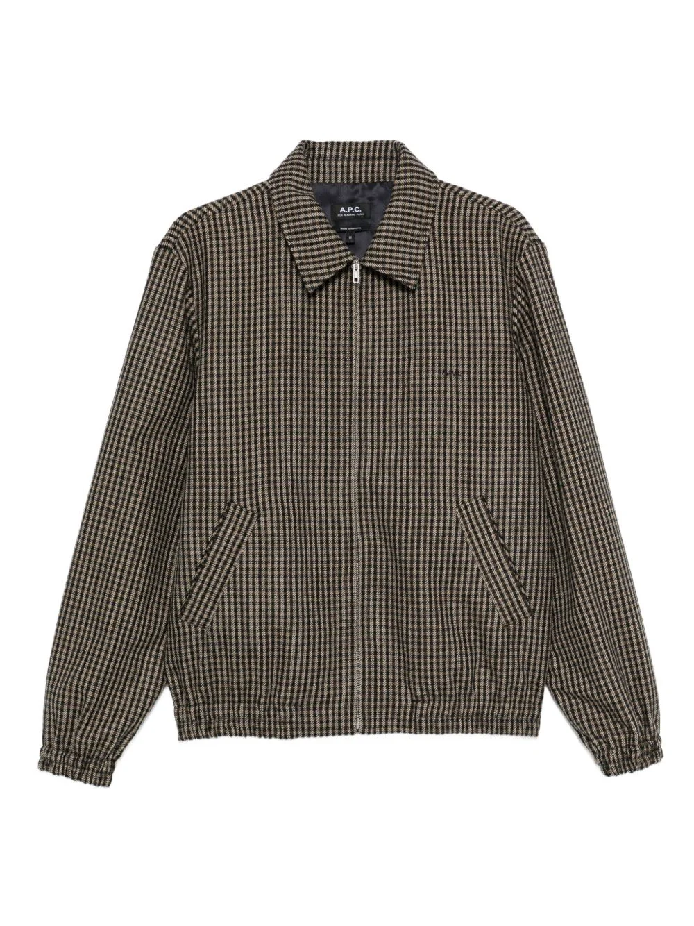 gingham-check zip-up jacket - 1
