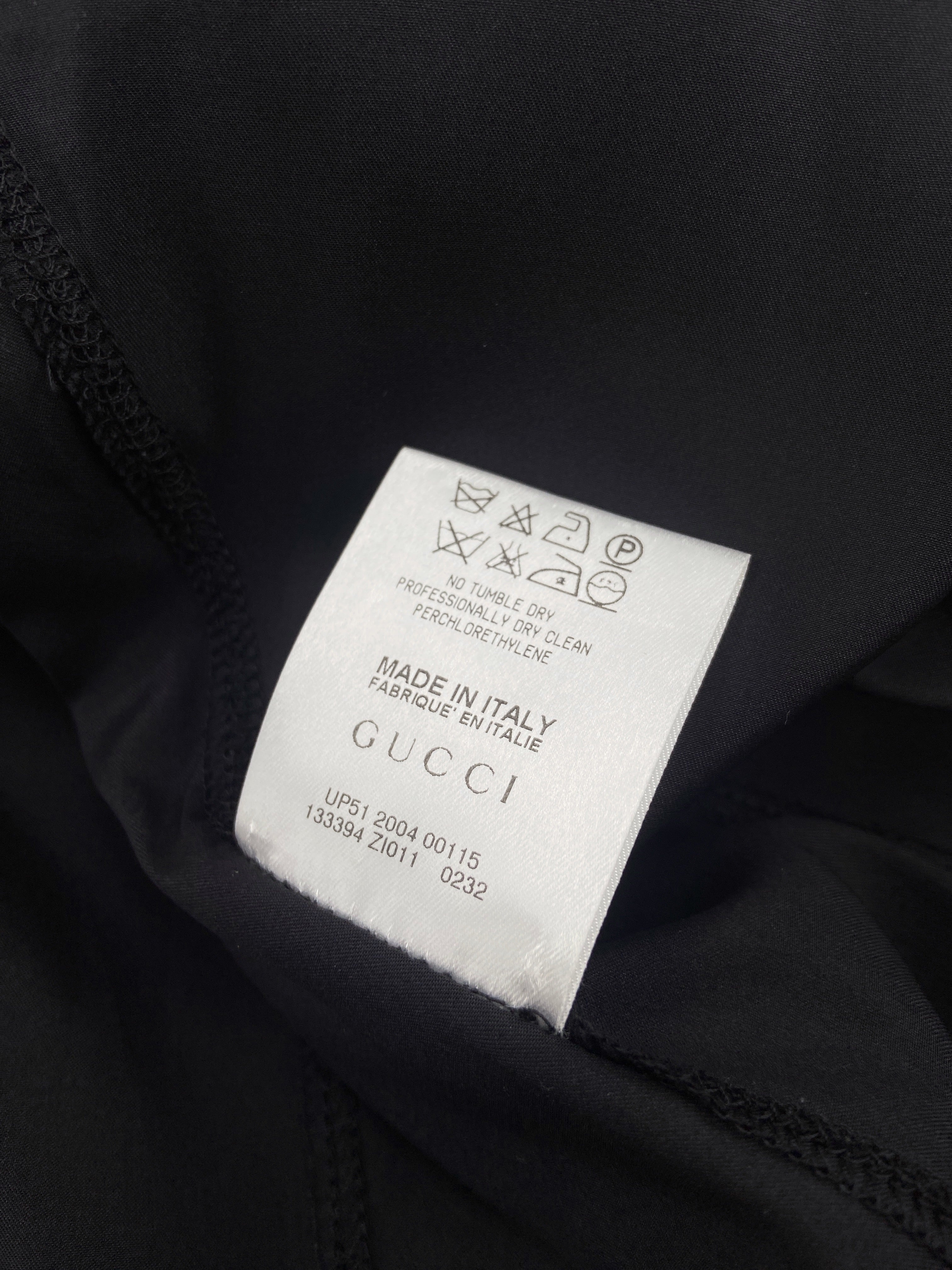 Gucci Fall 2004 Tom Ford Minimal Black Pleated Collar Silk Top Jacket 42 - 8