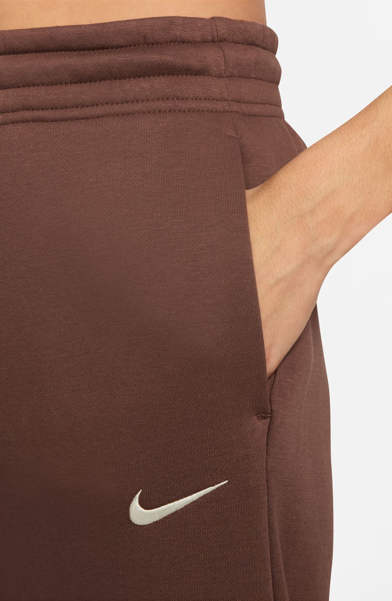 Nike Sportswear Phoenix High Waist Wide Leg Sweatpants in Fauna Brown/Sail at Nordstrom - 3