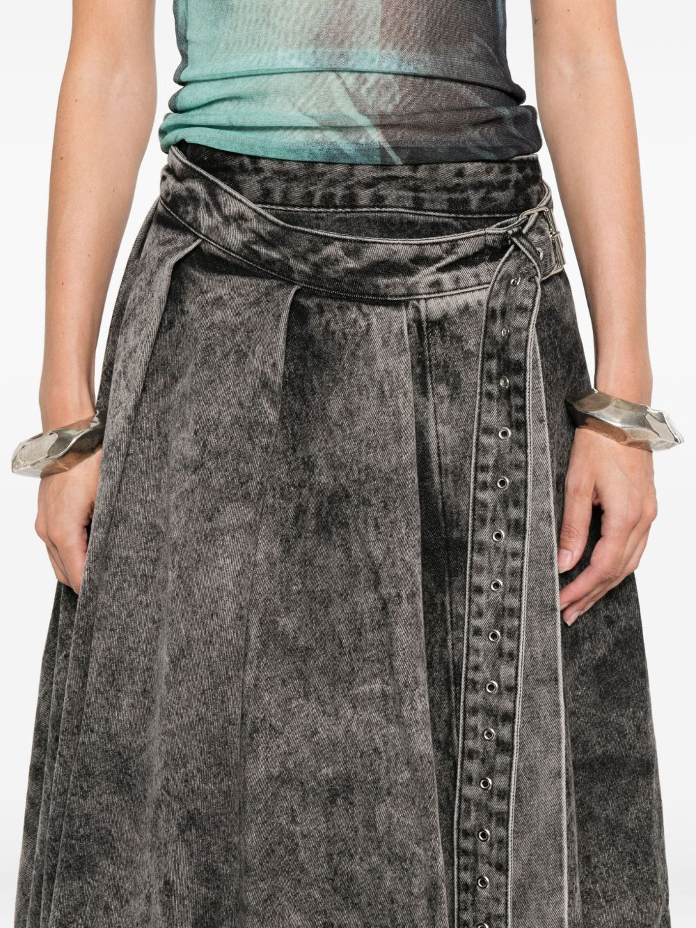 belted denim skirt - 5