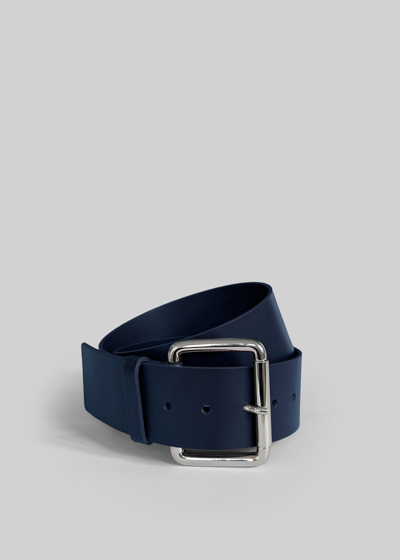 Marty Leather Belt - Navy 1