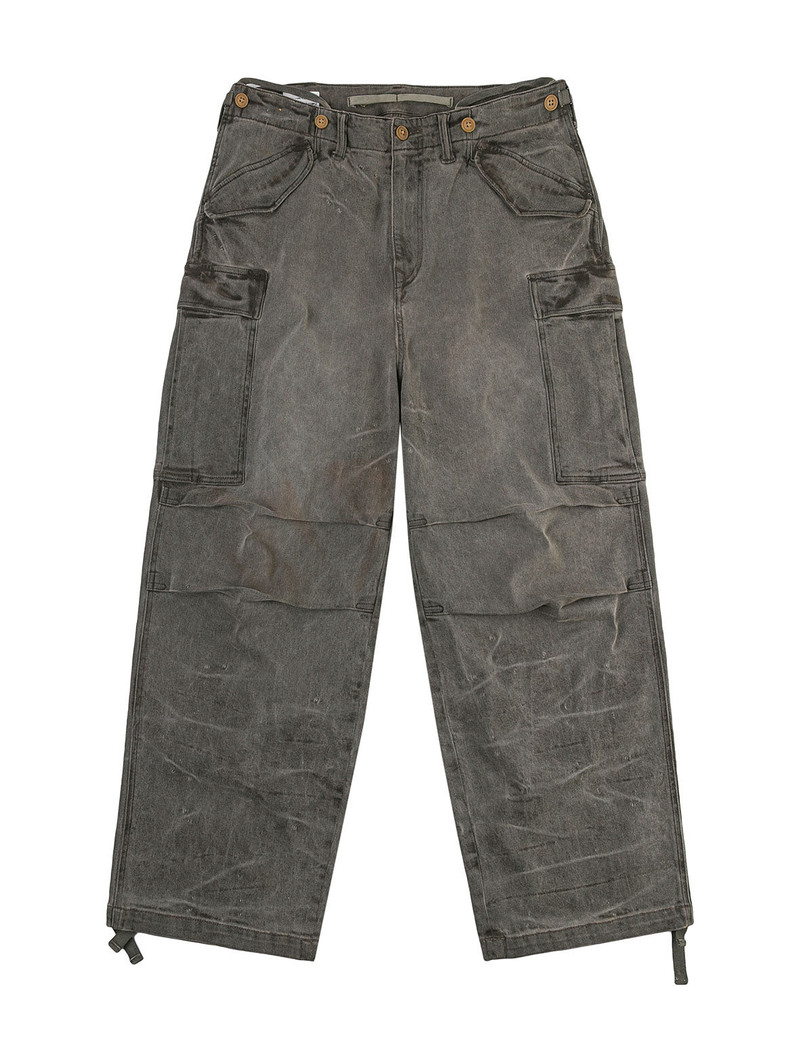 EVISU Washed Daicock Embroidery Wide-leg Cargo Jeans outlook