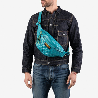 Iron Heart IHE-45-BLU Diamond Stitched Leather Waist Bag - Blue outlook
