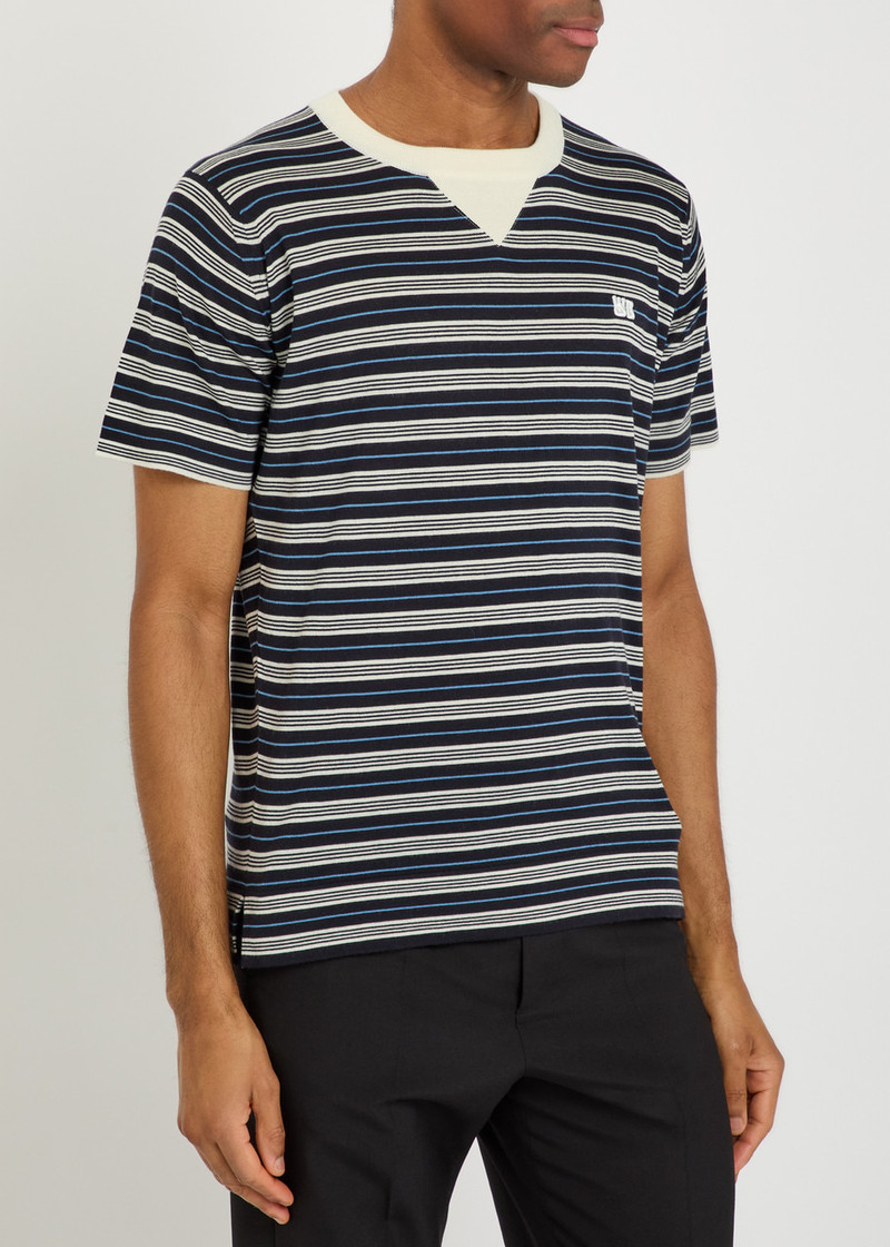 WALES BONNER Wales Bonner Song Striped Fine-knit Wool-blend T-shirt outlook