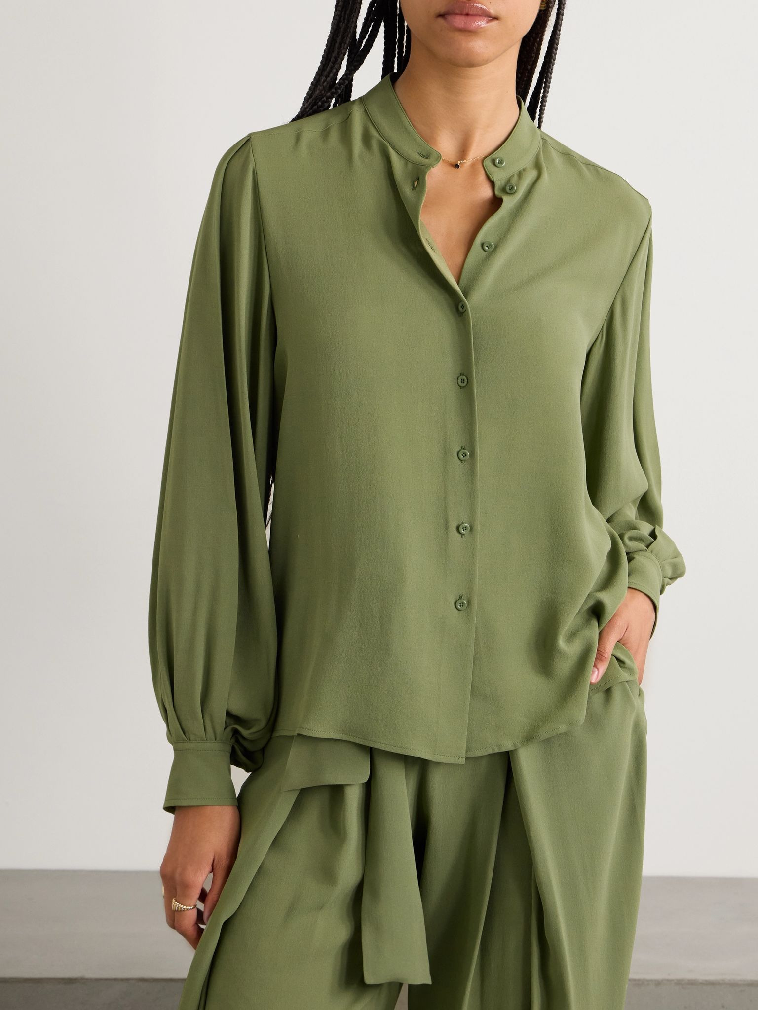 Sheryl silk-crepe blouse Light green - 3