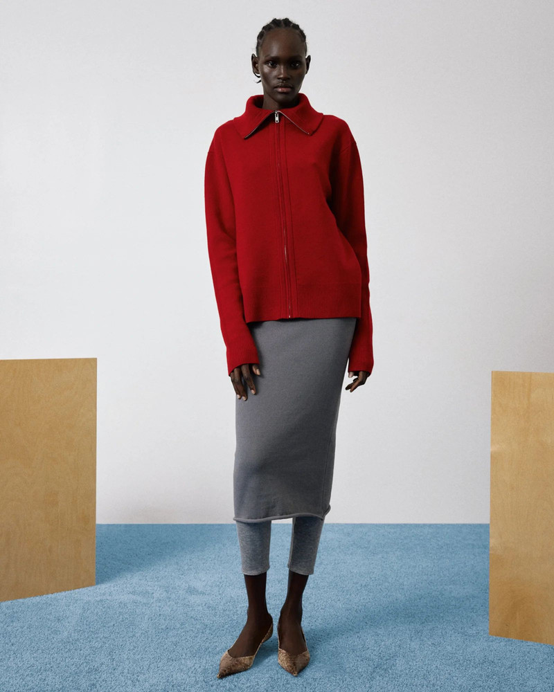 KNIT ZIP UP JACKET CHERRY 4