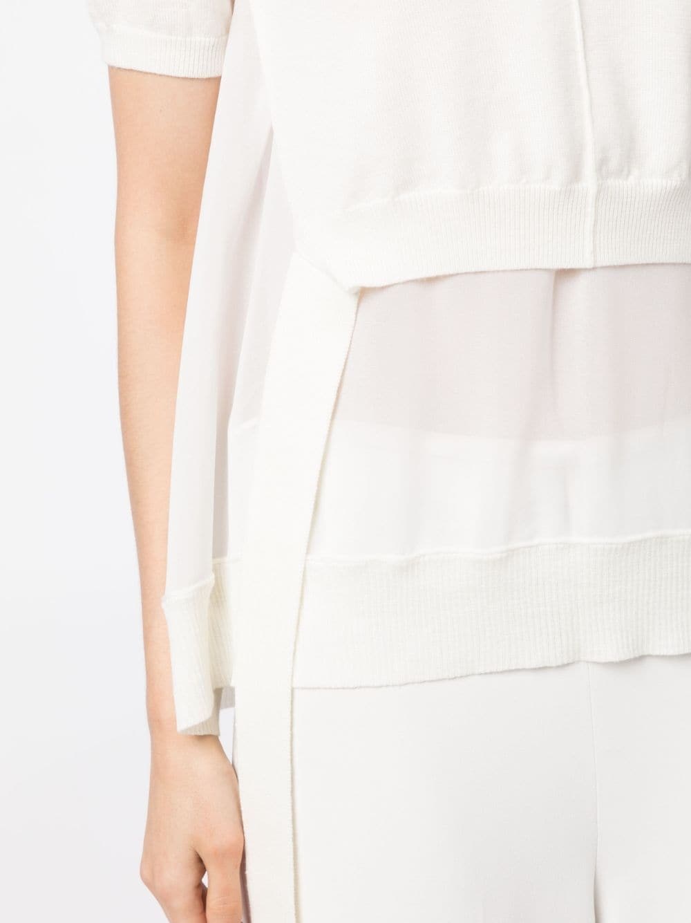 semi-sheer panelled knitted top - 5