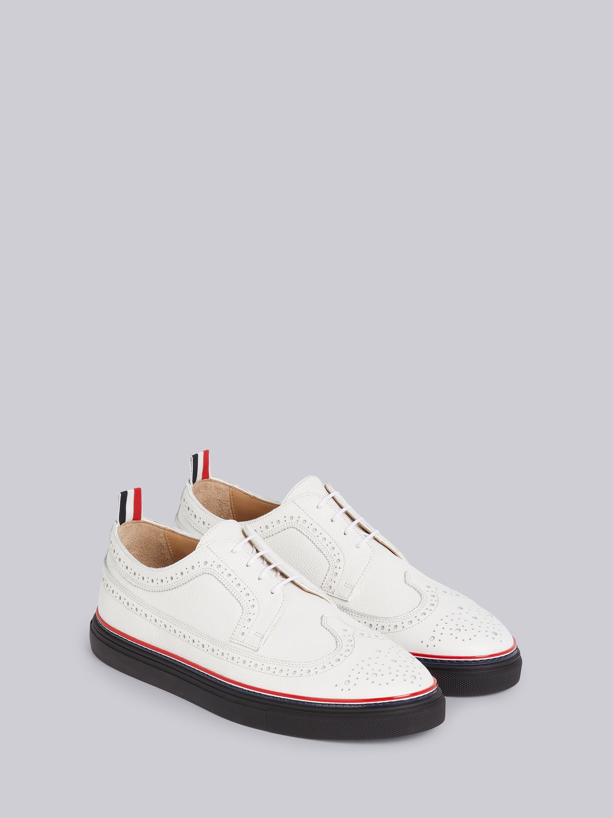 White Pebbled Calfskin Longwing Brogue Trainer - 2