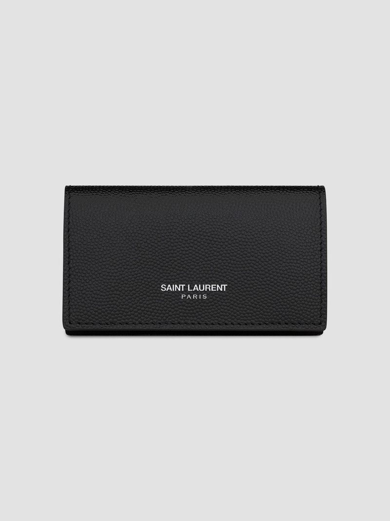 Men's Slim Key Pouch in Grain De Poudre Leather - Black 1