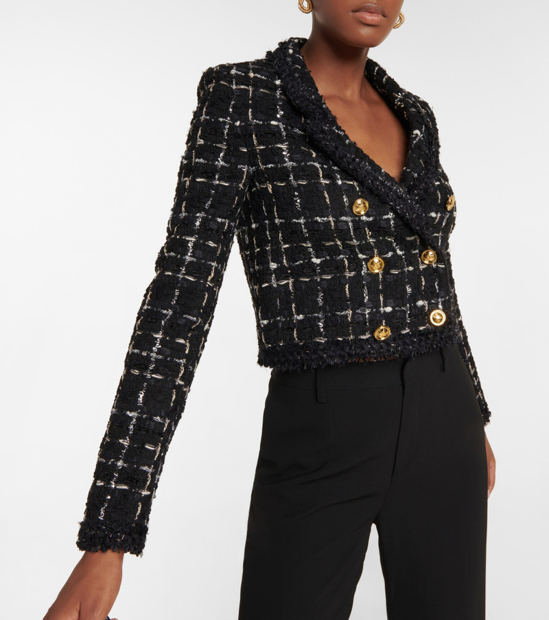 Checked cropped tweed jacket 4