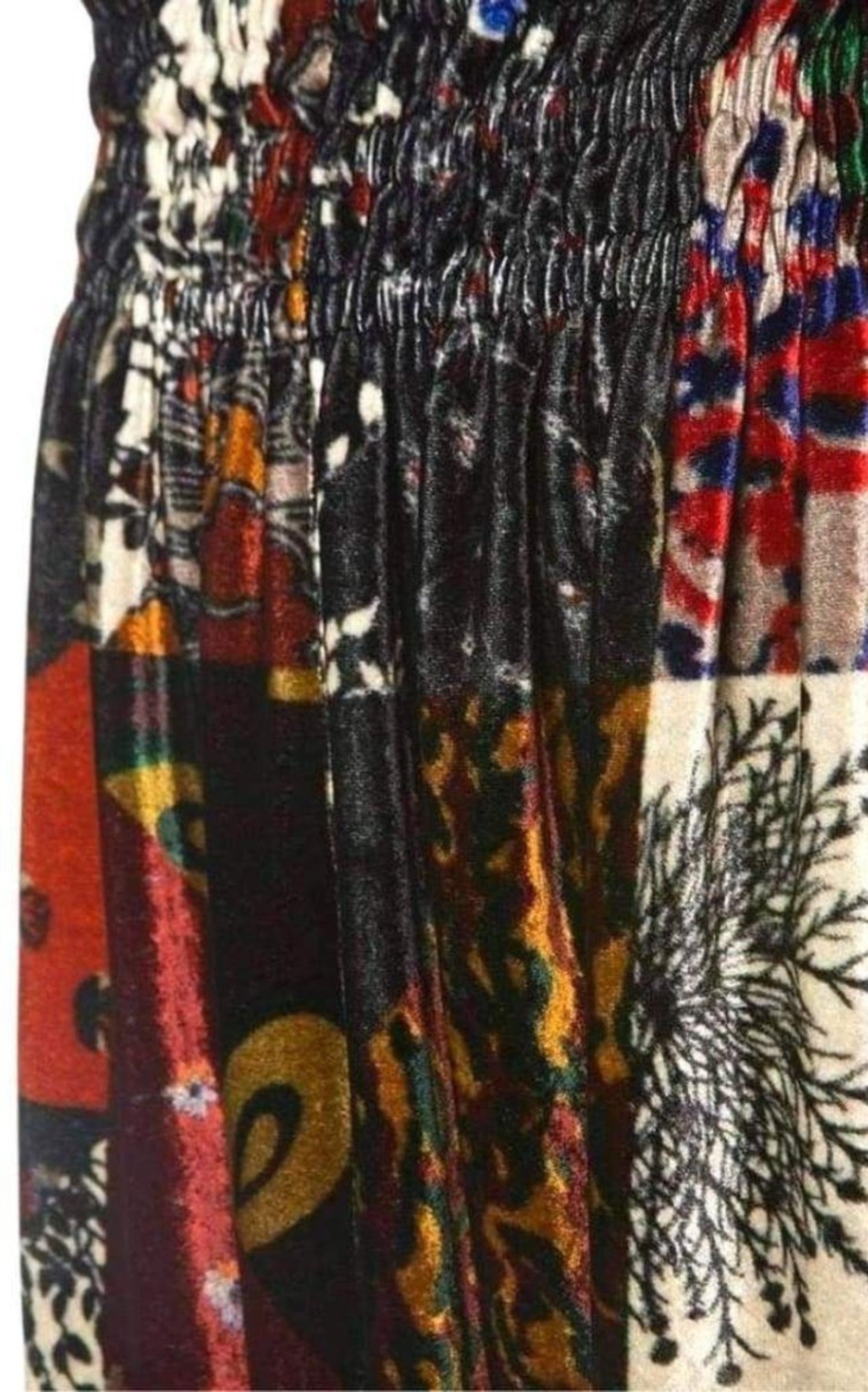 Velvet Patchwork Silk Blend Maxi Skirt - 5