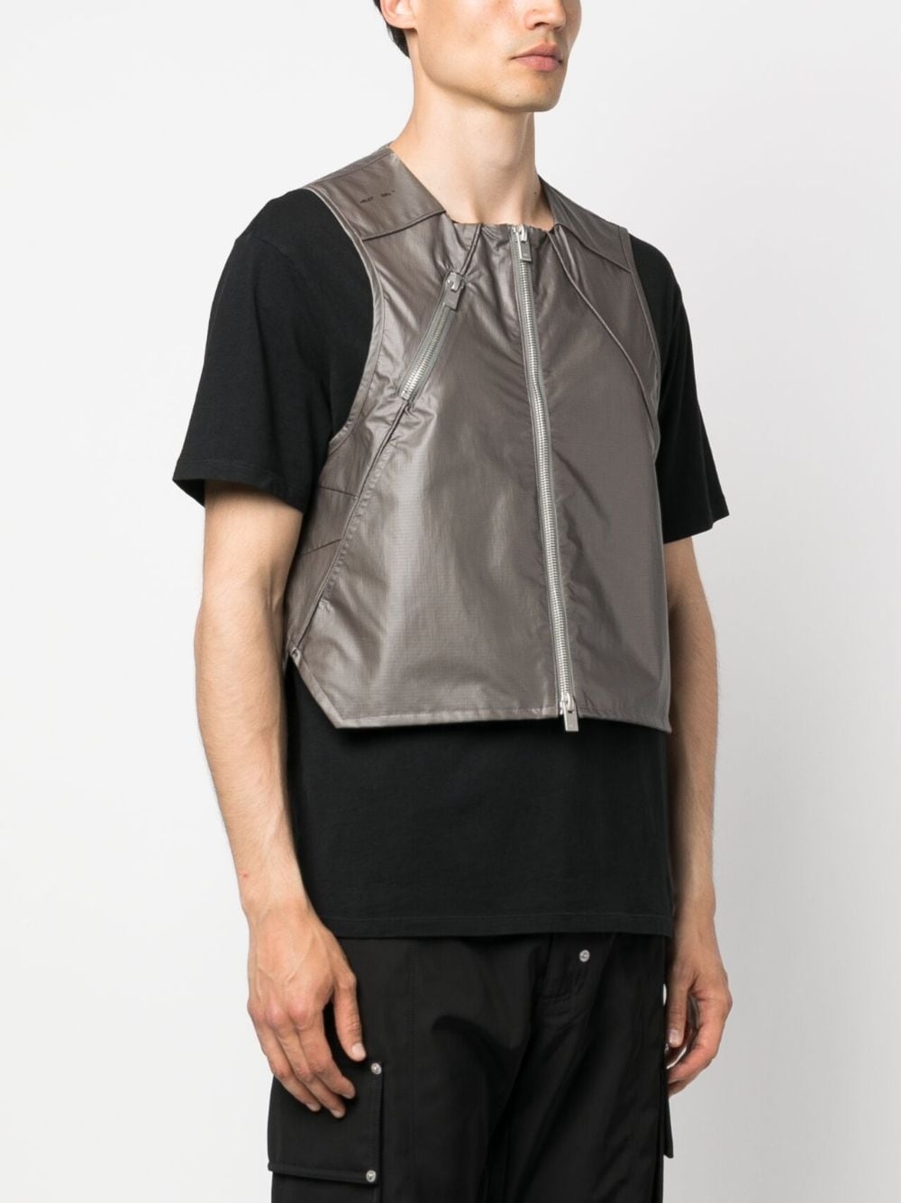 high-low hem zip-up gilet - 3