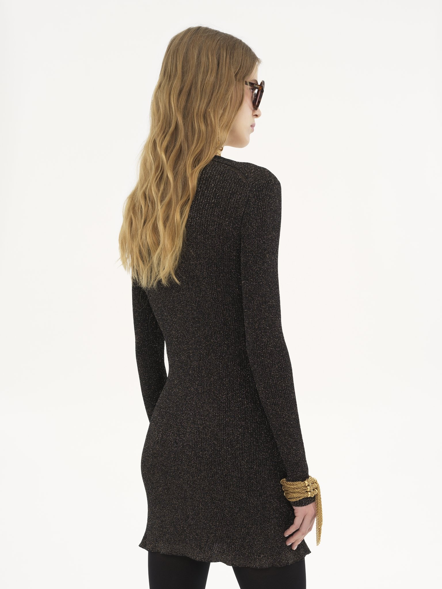 FITTED MINI DRESS IN LUREX KNIT - 5