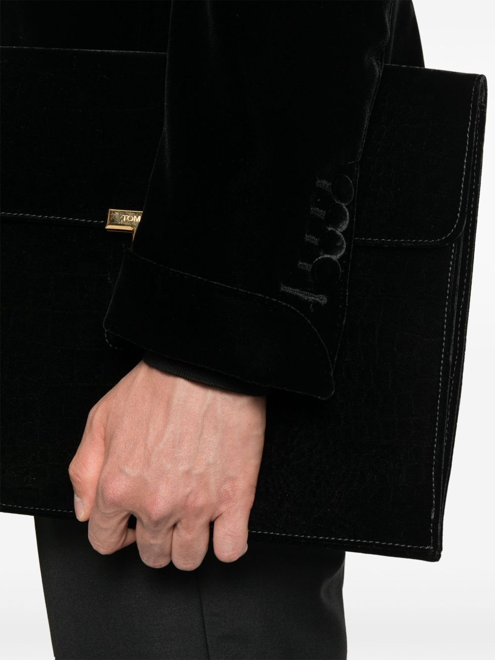 single-breasted velvet blazer - 5