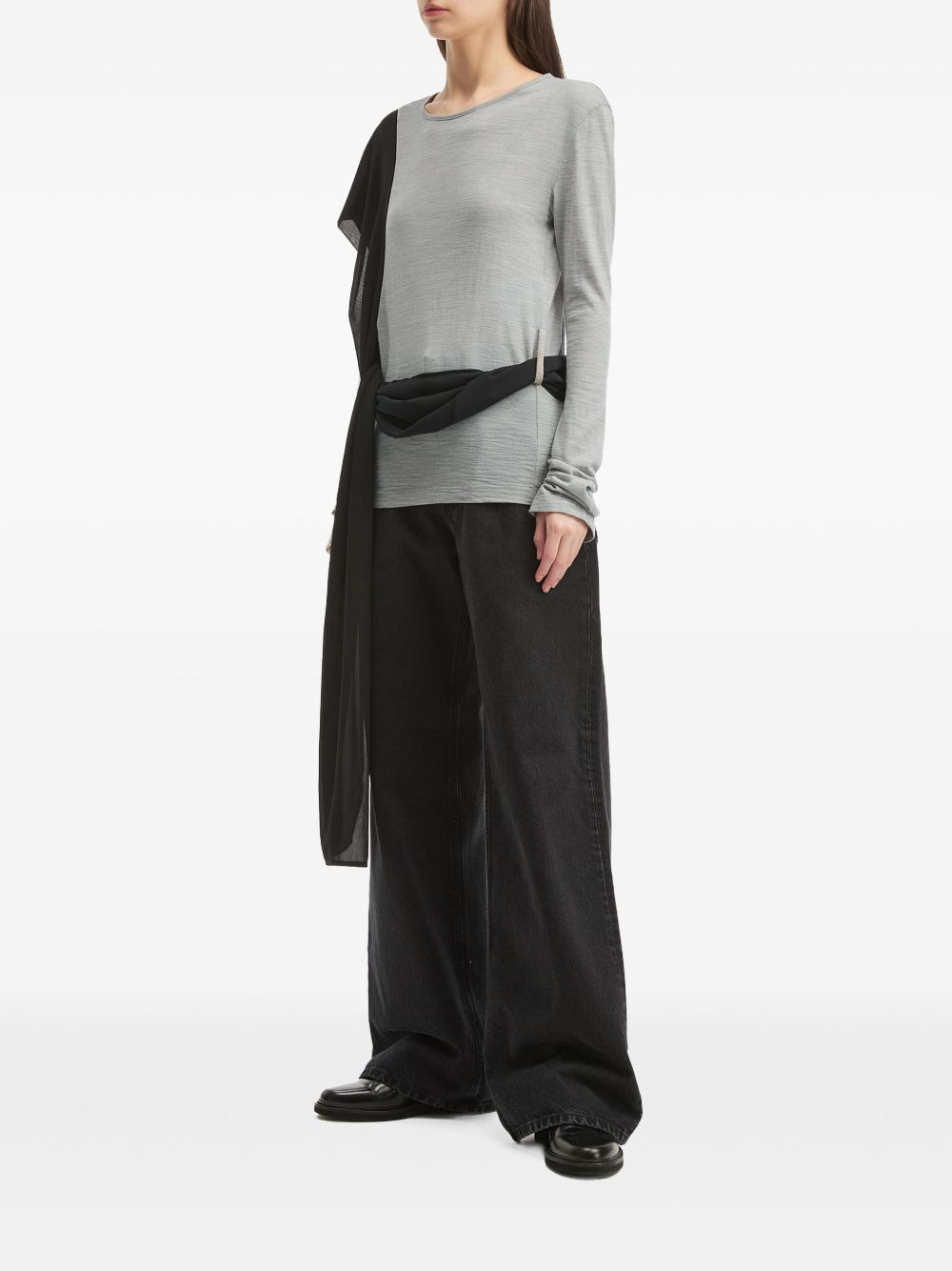 draped-panel long-sleeved top - 3