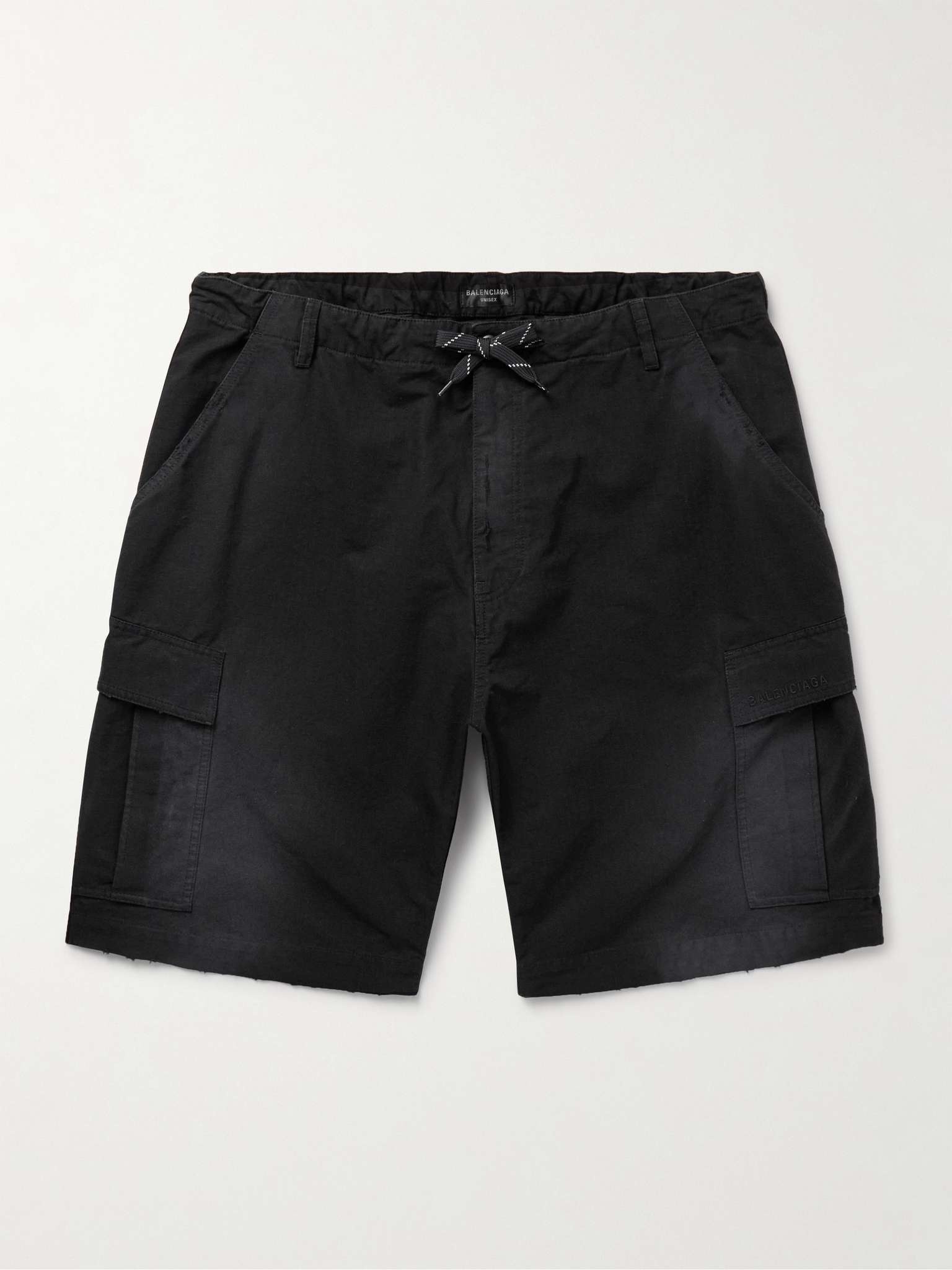 BALENCIAGA Wide-Leg Distressed Cotton-Ripstop Drawstring