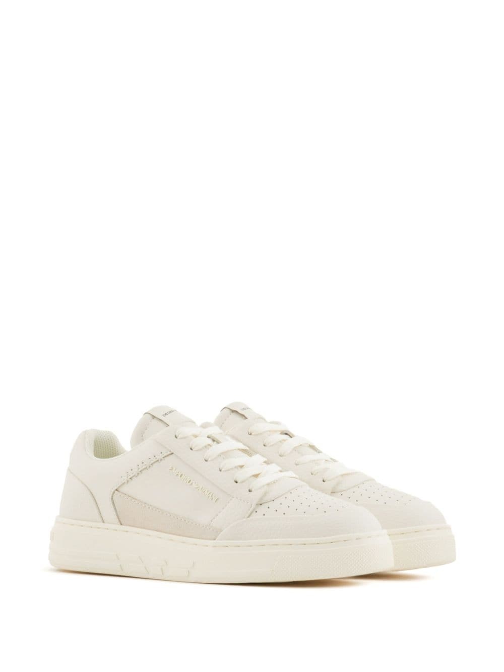 logo-embossed leather sneakers - 2