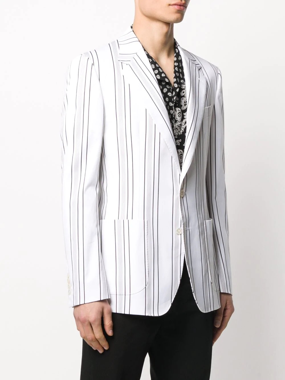 striped pattern blazer - 3