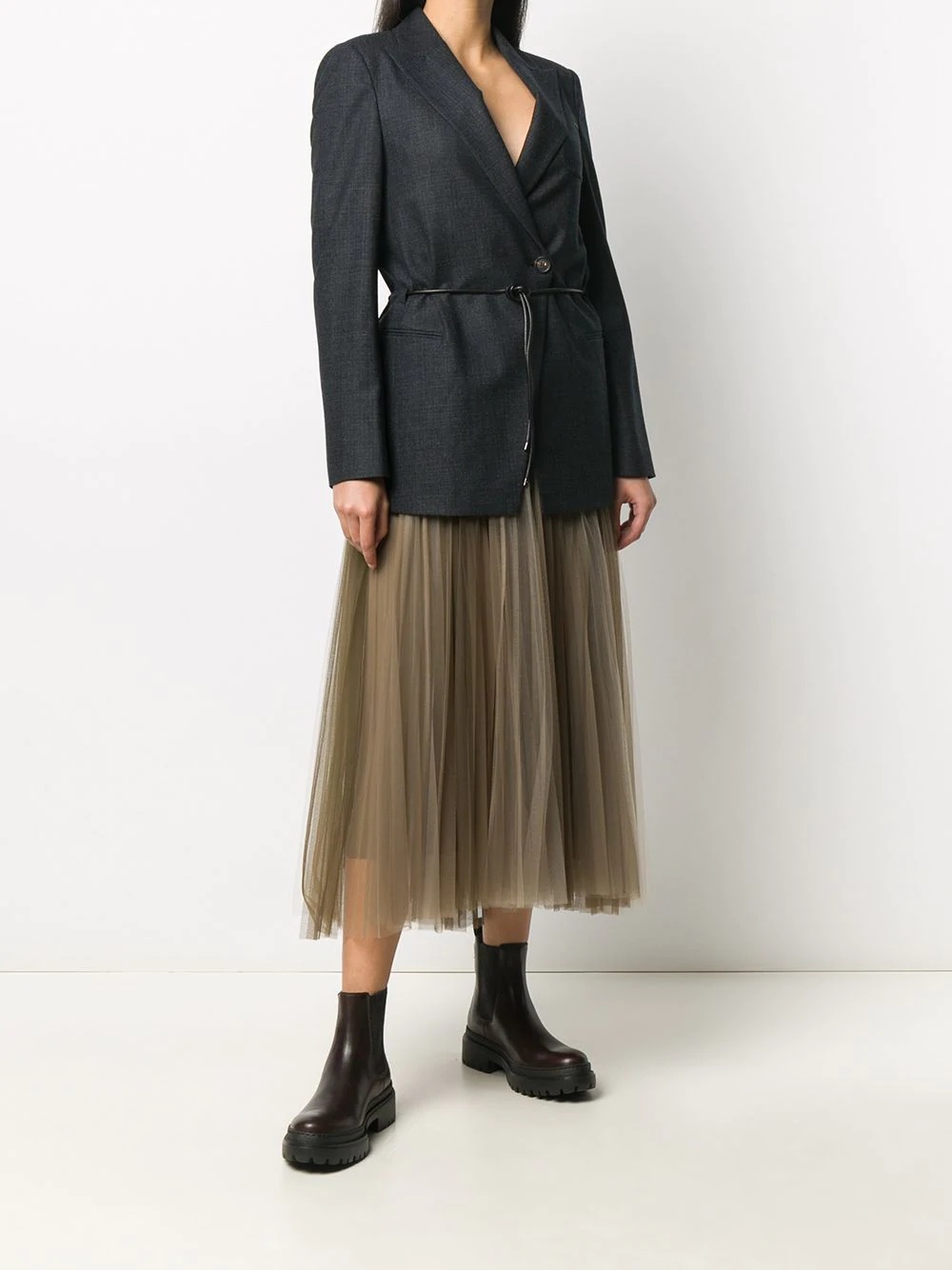 pleated tulle midi skirt - 2