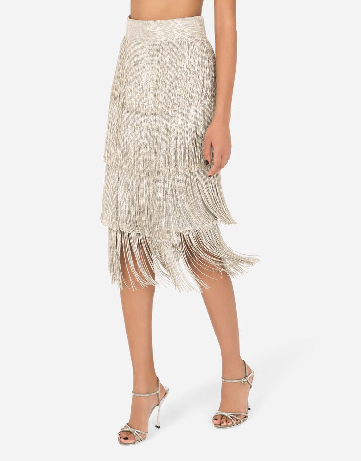 Midi skirt with crystal mesh fringing - 4