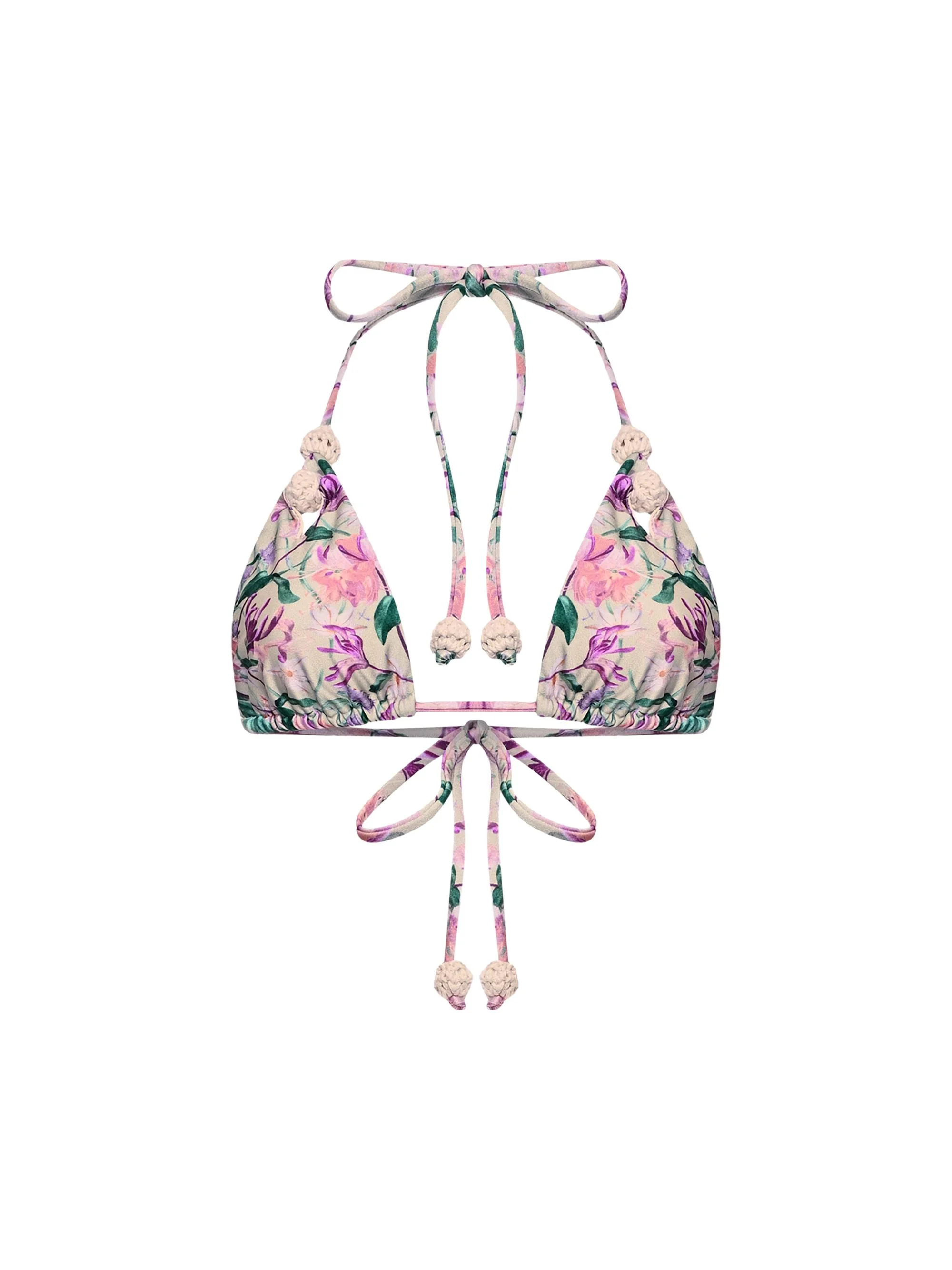 Women's Honey Flower Lace Triangle Bikini Top - Green - 1