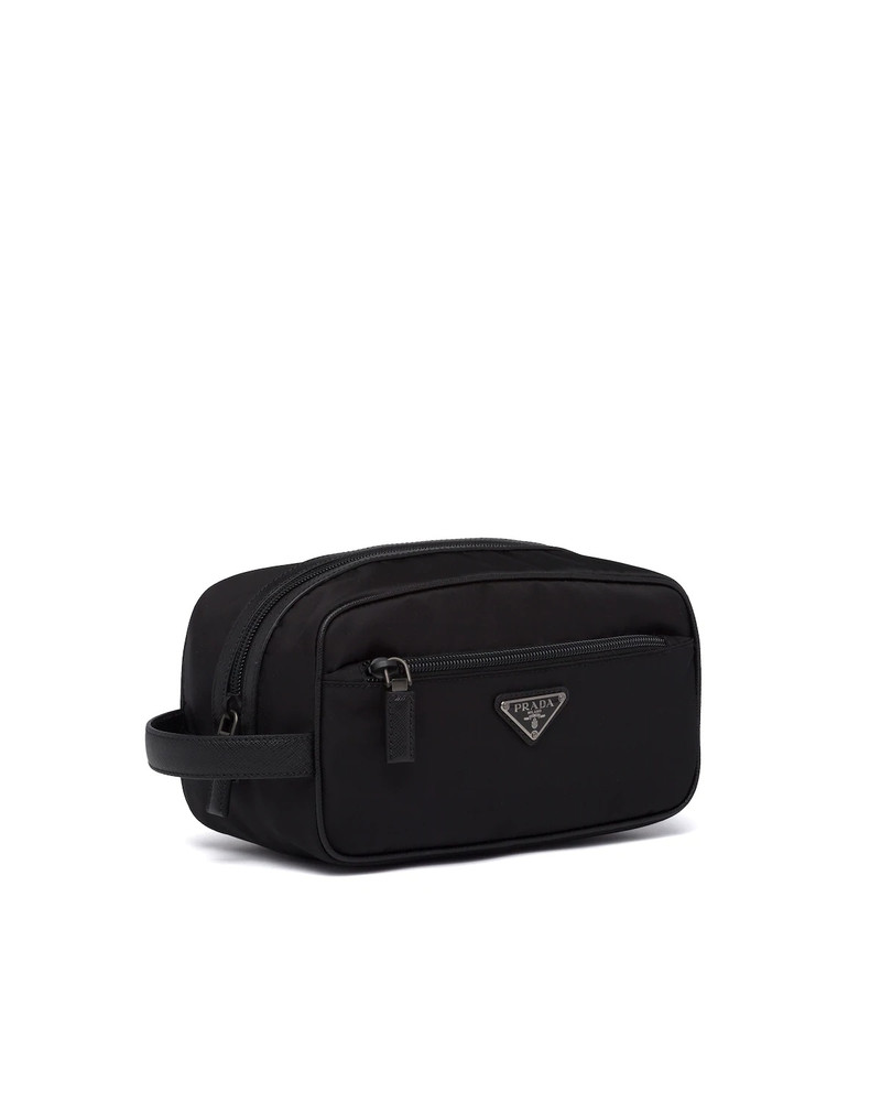 Re-Nylon and Saffiano leather travel pouch 3