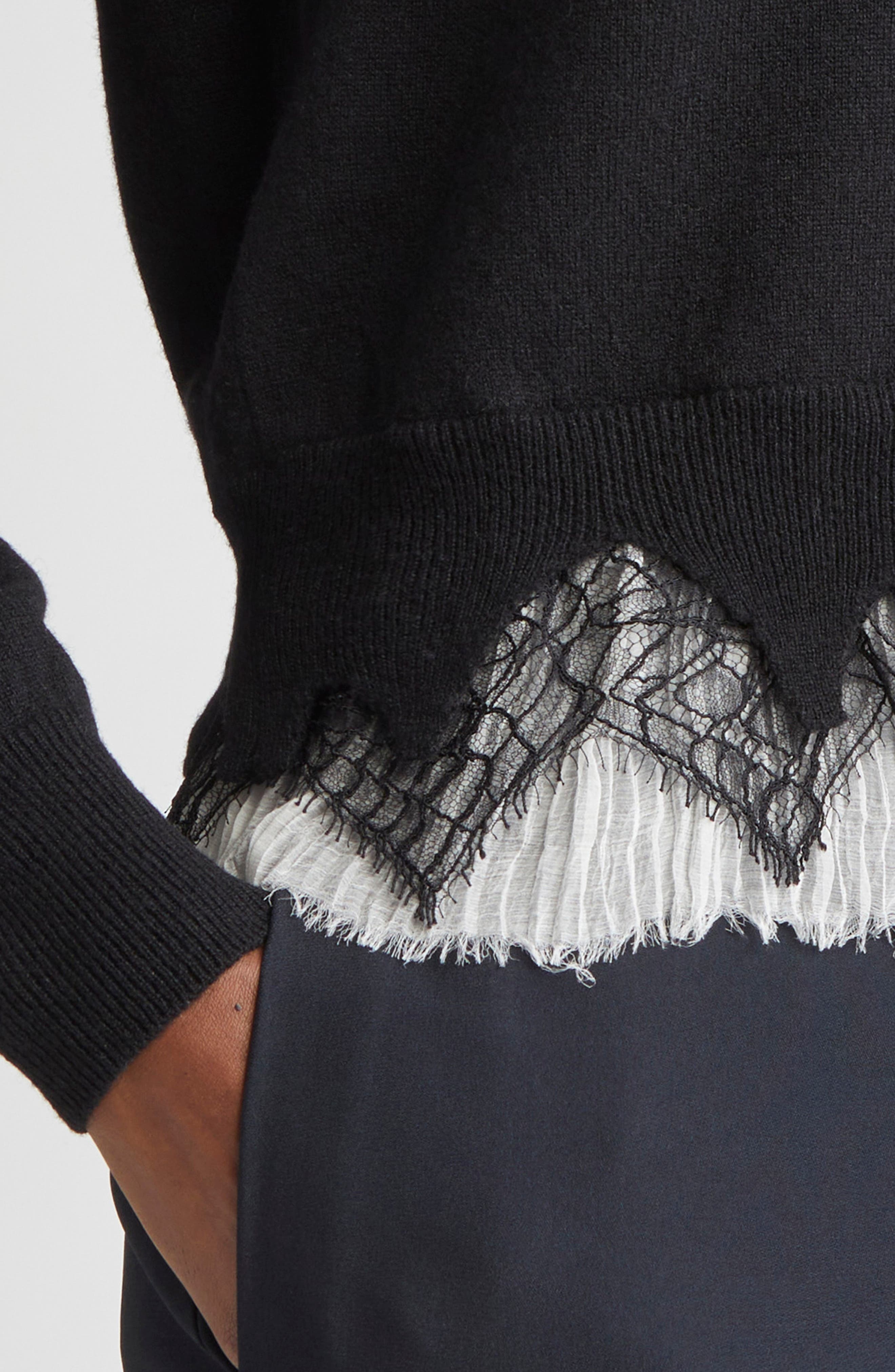 McQueen Cobweb Lace Wool & Cashmere Sweater in Black at Nordstrom - 5
