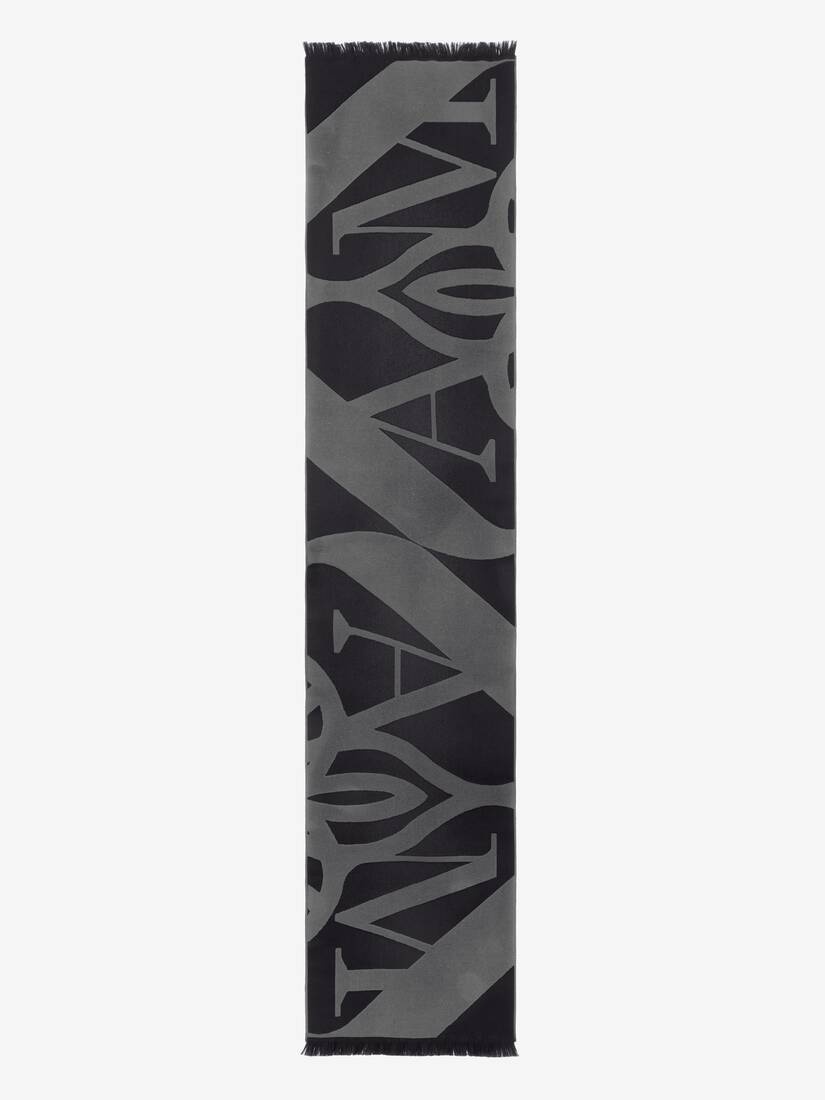 Men's Exploded Seal Logo Scarf in Black/medium Grey - 1