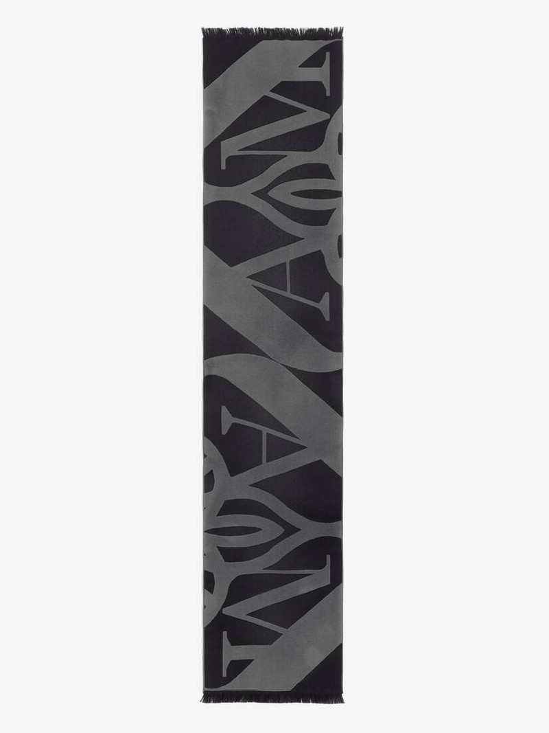 Men's Exploded Seal Logo Scarf in Black/medium Grey 1