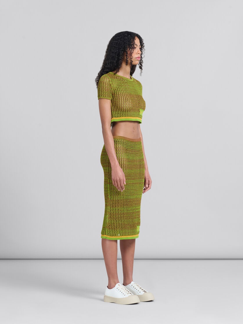 GREEN ORGANIC COTTON NET MIDI SKIRT - 5