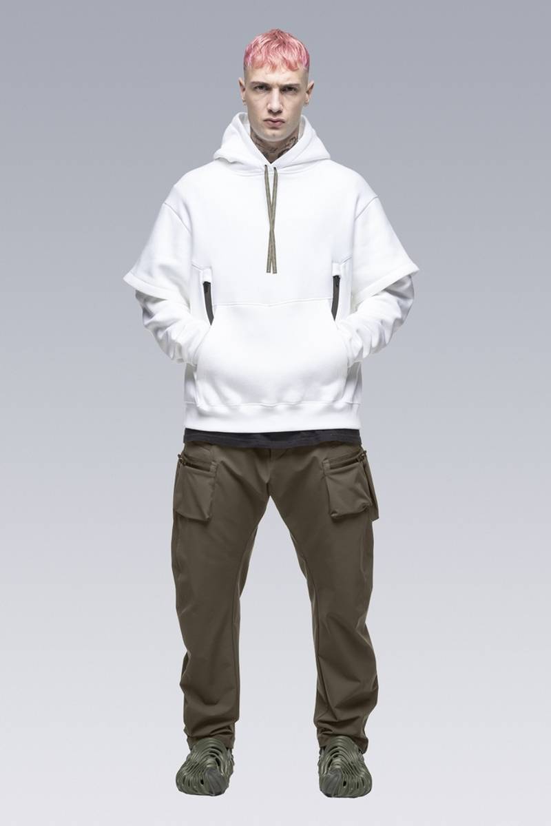 S34-PR Cotton Hooded Sweatshirt White - 1