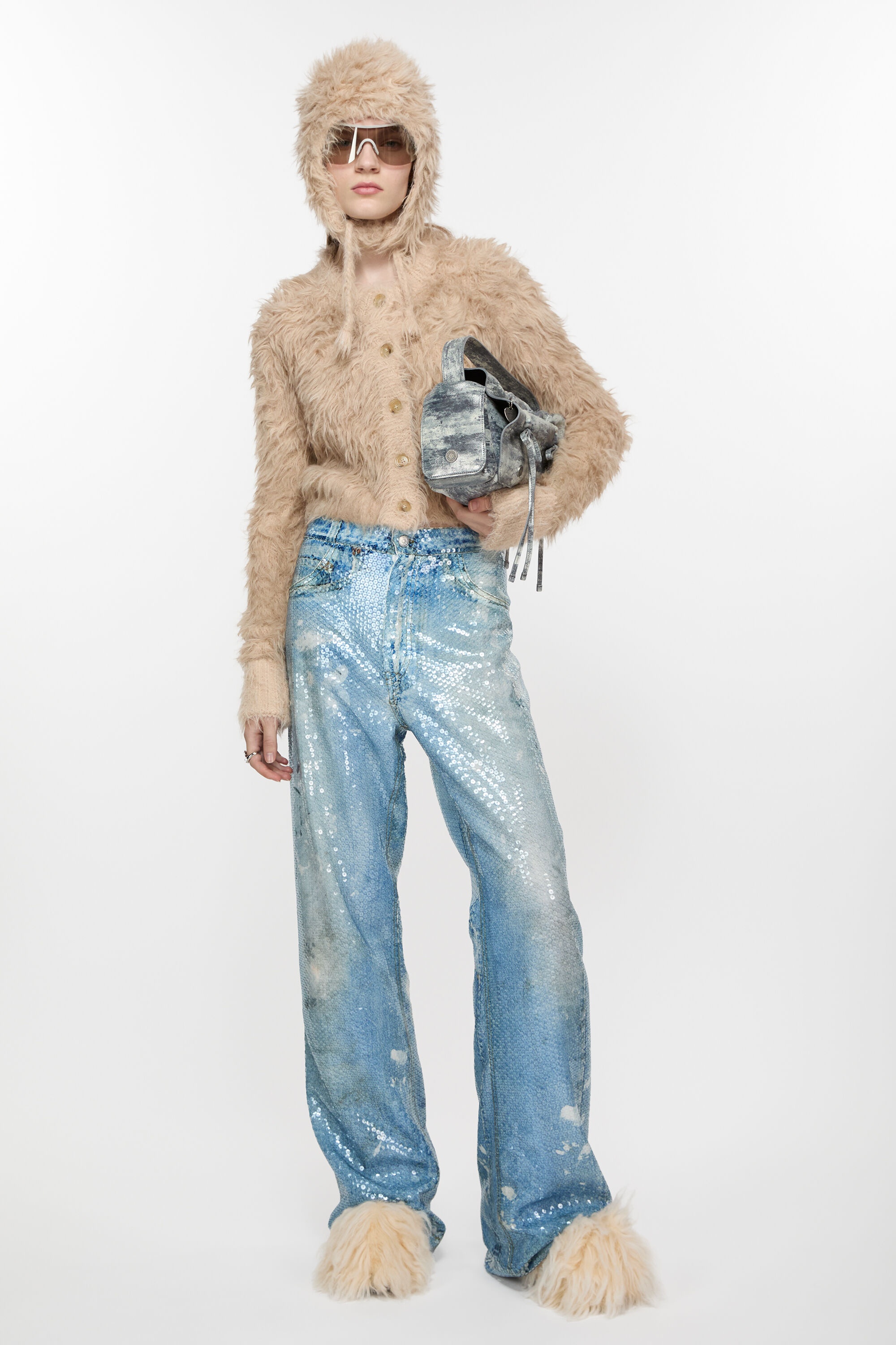 Printed sequins trousers - Mid blue - 4